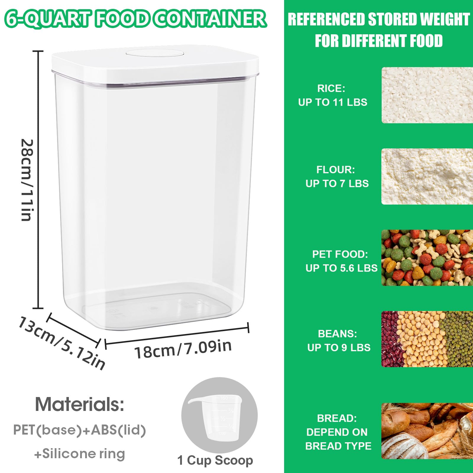 6 Qt Flour Sugar Storage Containers with Pop