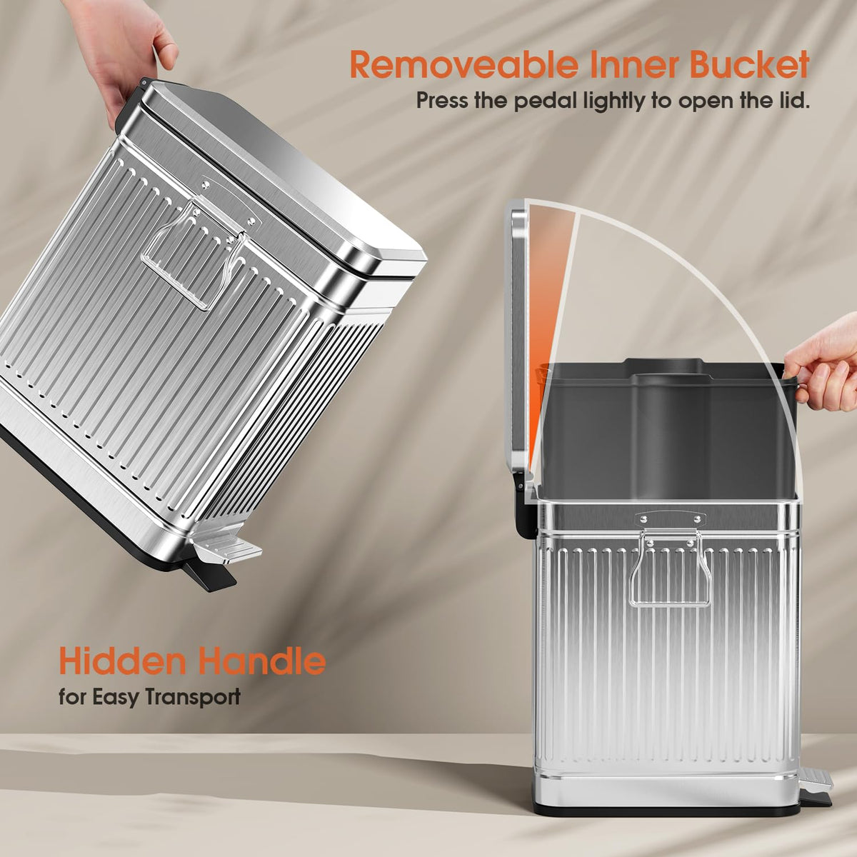 Small Bathroom Trash Can with Lid Soft Close
