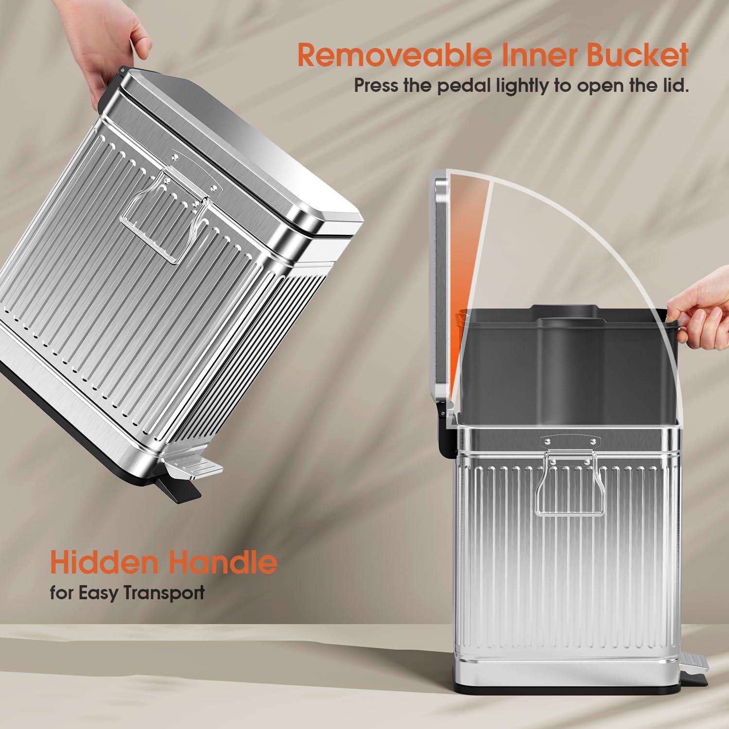 Small Bathroom Trash Can with Lid Soft Close