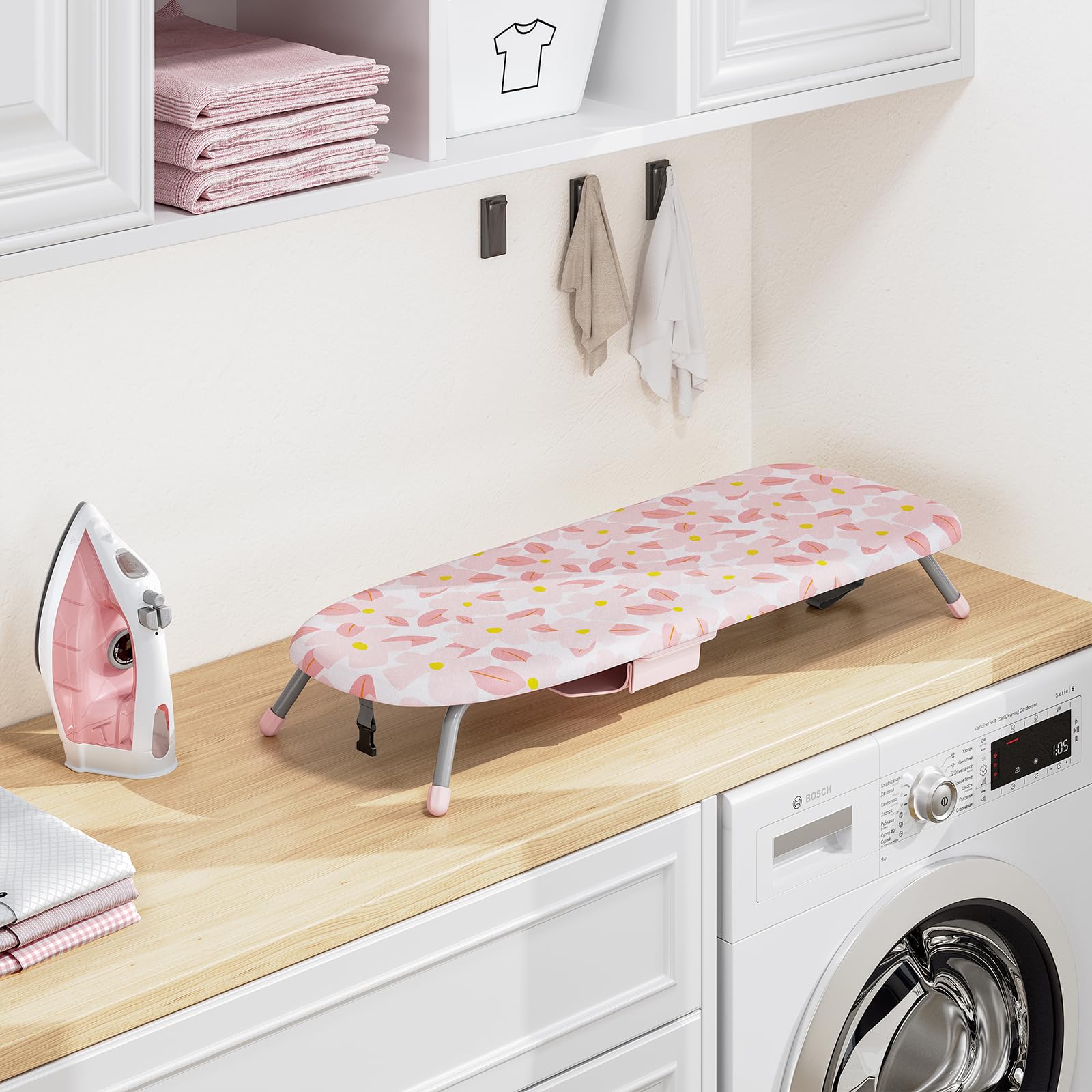 Small Ironing Board with Iron Holder Compact Tabletop Iron Board