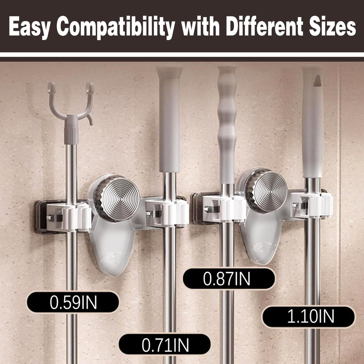 6PCS Broom Holder Mop Hanger Wall Mount (6 Count)