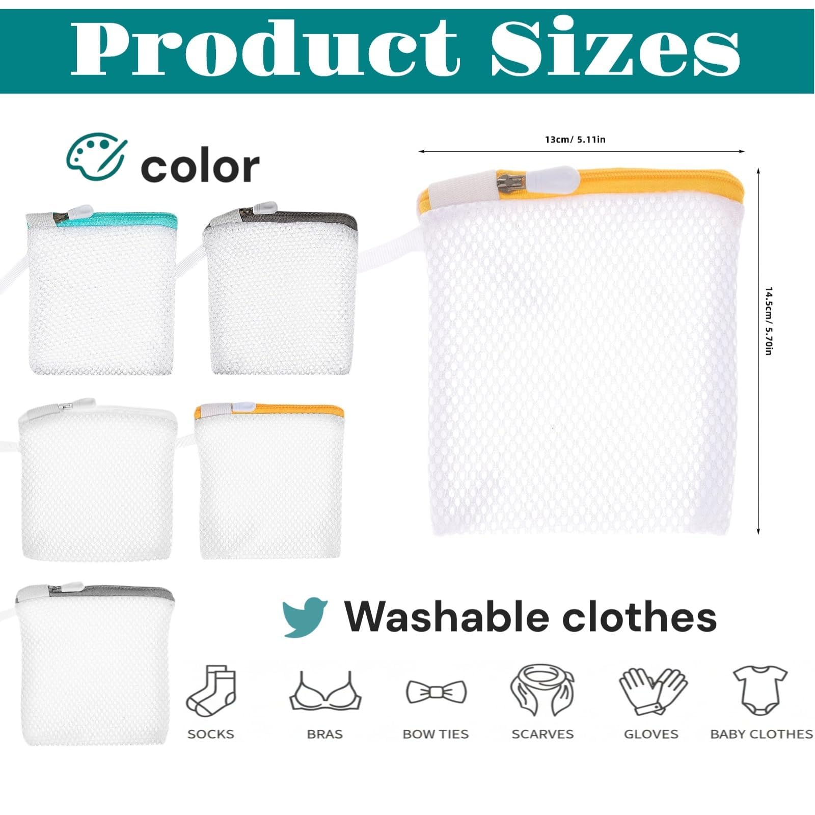 6pcs Laundry Bag Mesh Wash Bag Mini Washing Machine Underwear Washing Bag Zipper Wash Bags Protecting Wash Bag Foldable Laundry Pouch for Home Travel Laundry Room Bag Bra