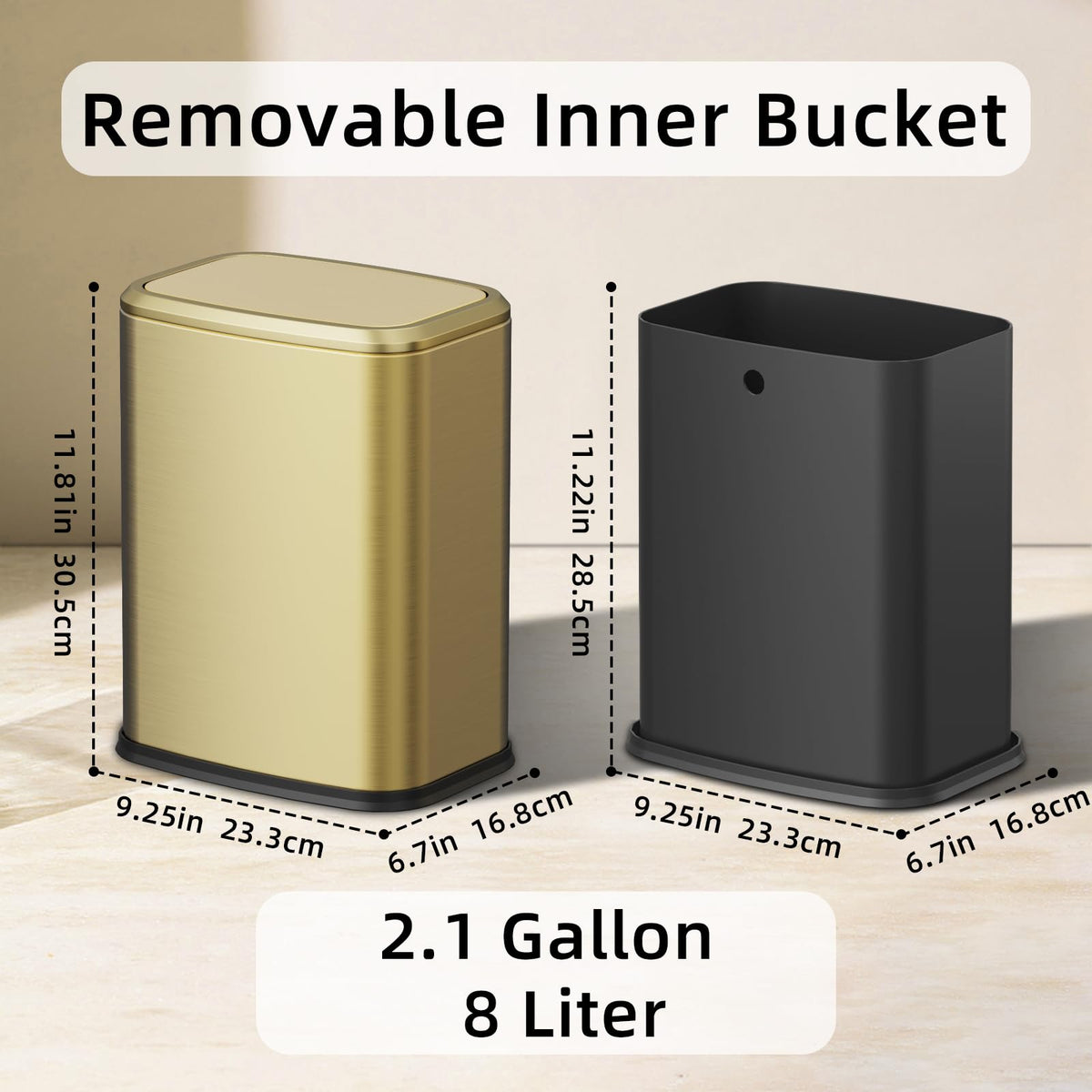8L 2.1 Gallon Small Bathroom Trash Can with Lid
