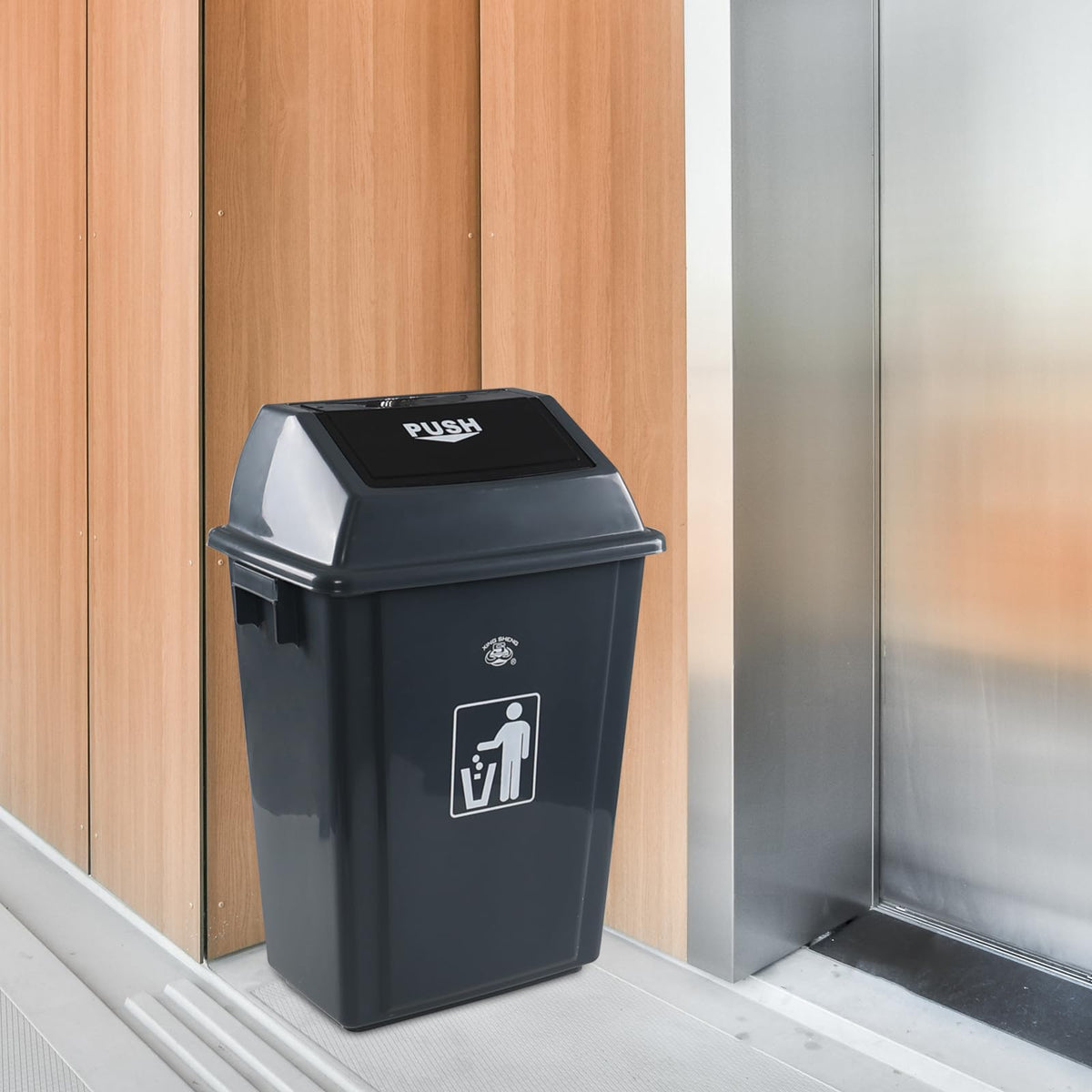 13 Gallon Plastic Kitchen Trash Can with Swing Lid (4 Count)