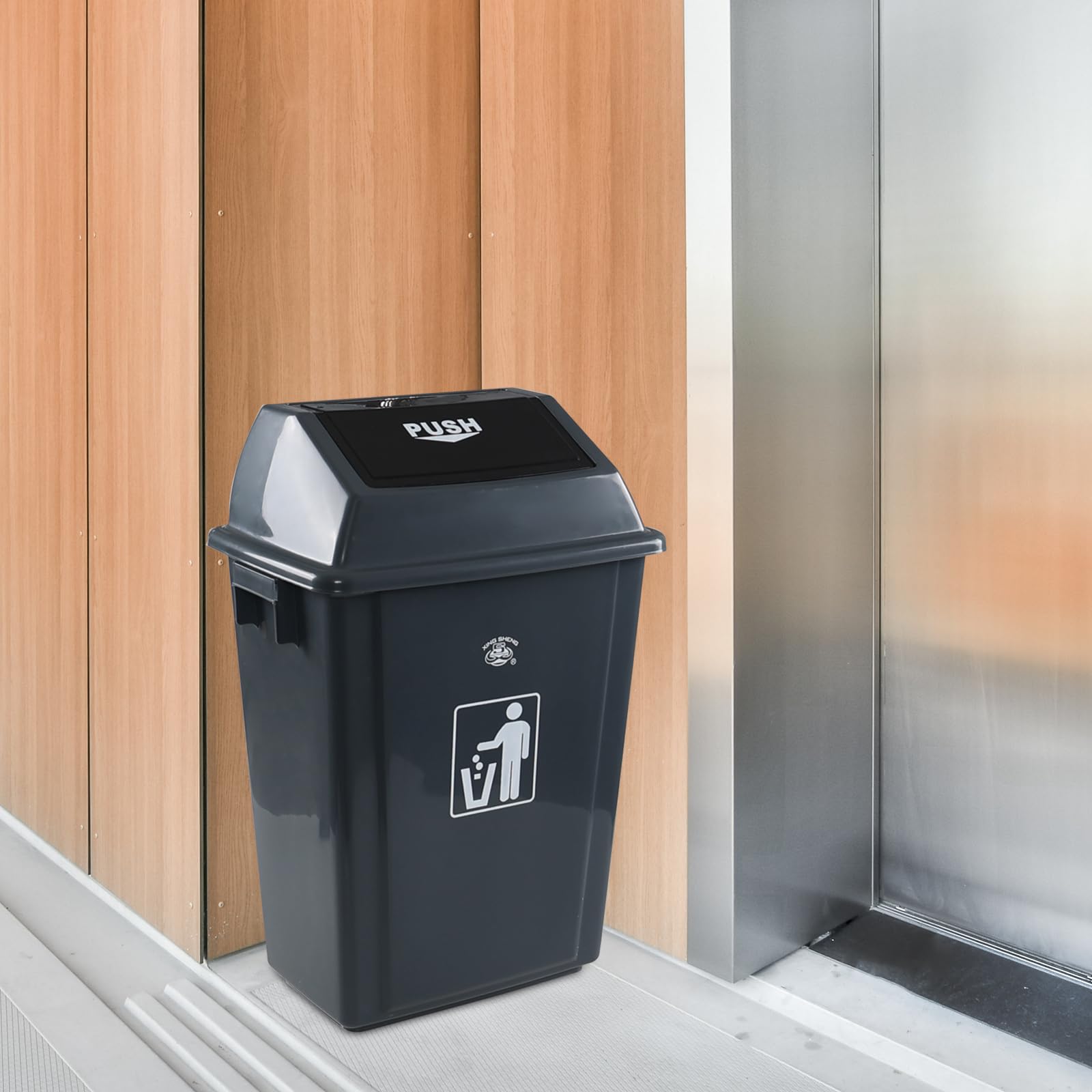 13 Gallon Plastic Kitchen Trash Can with Swing Lid (4 Count)