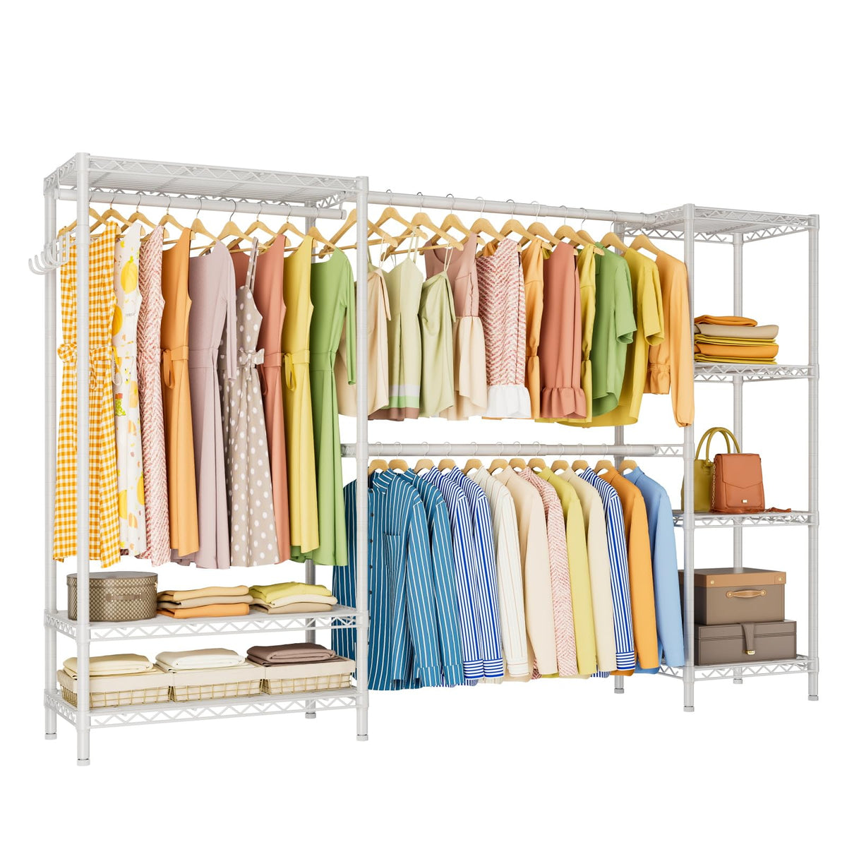 Heavy Duty Clothes Rack Metal Wardrobe with Adjustable Wire Shelves