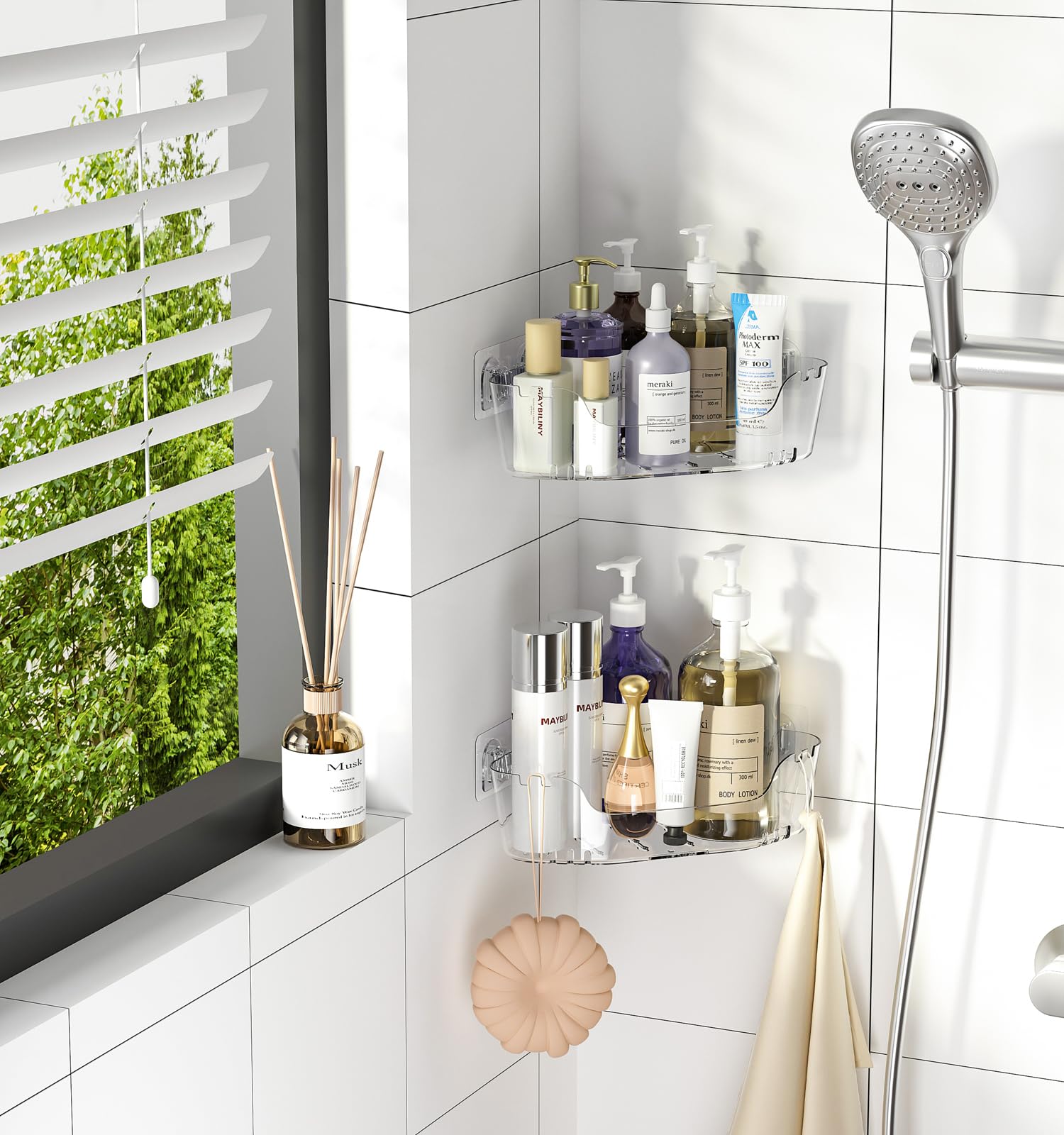 Corner Shower Caddy 3 Pack Clear Acrylic Bathroom Organizer Caddy (3 Count)