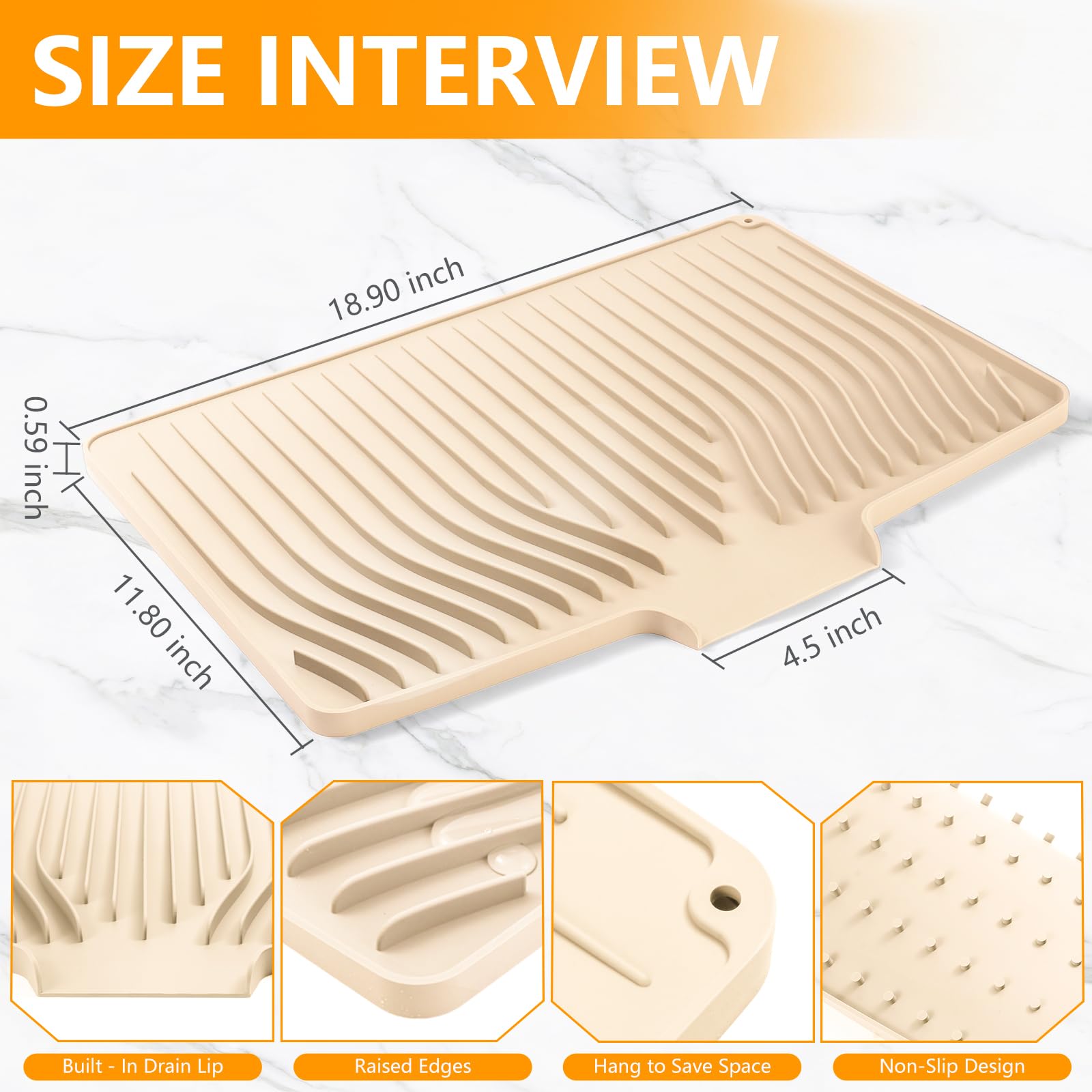 Silicone Dish Drying Mat for Kitchen Counter