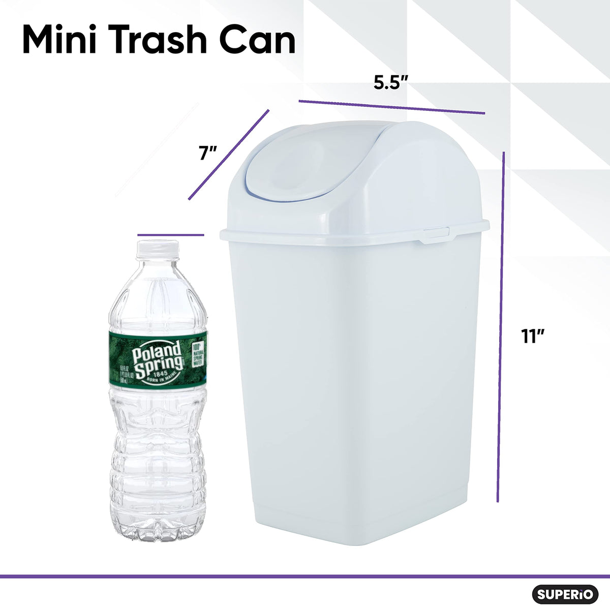 Mini Desktop Trash Can with Swing Top Lid Portable Plastic Garbage Can for Countertop (2 Count)