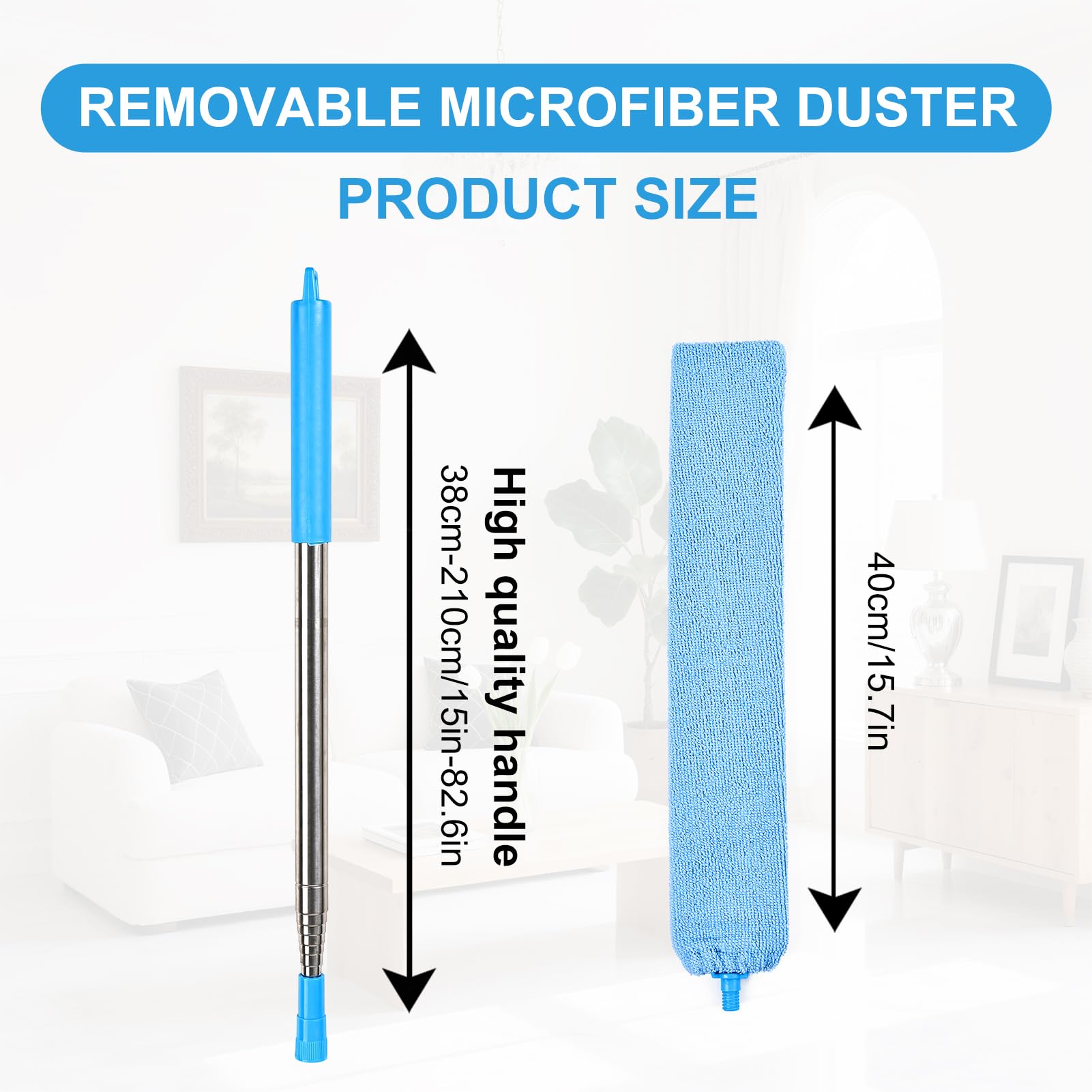 Retractable Gap Duster Cleaner Cleaning Tools with 2 Microfiber Dusting Cloths Washable Duster for Cleaning Under Appliances Furniture Couch Fridge (2 Count)