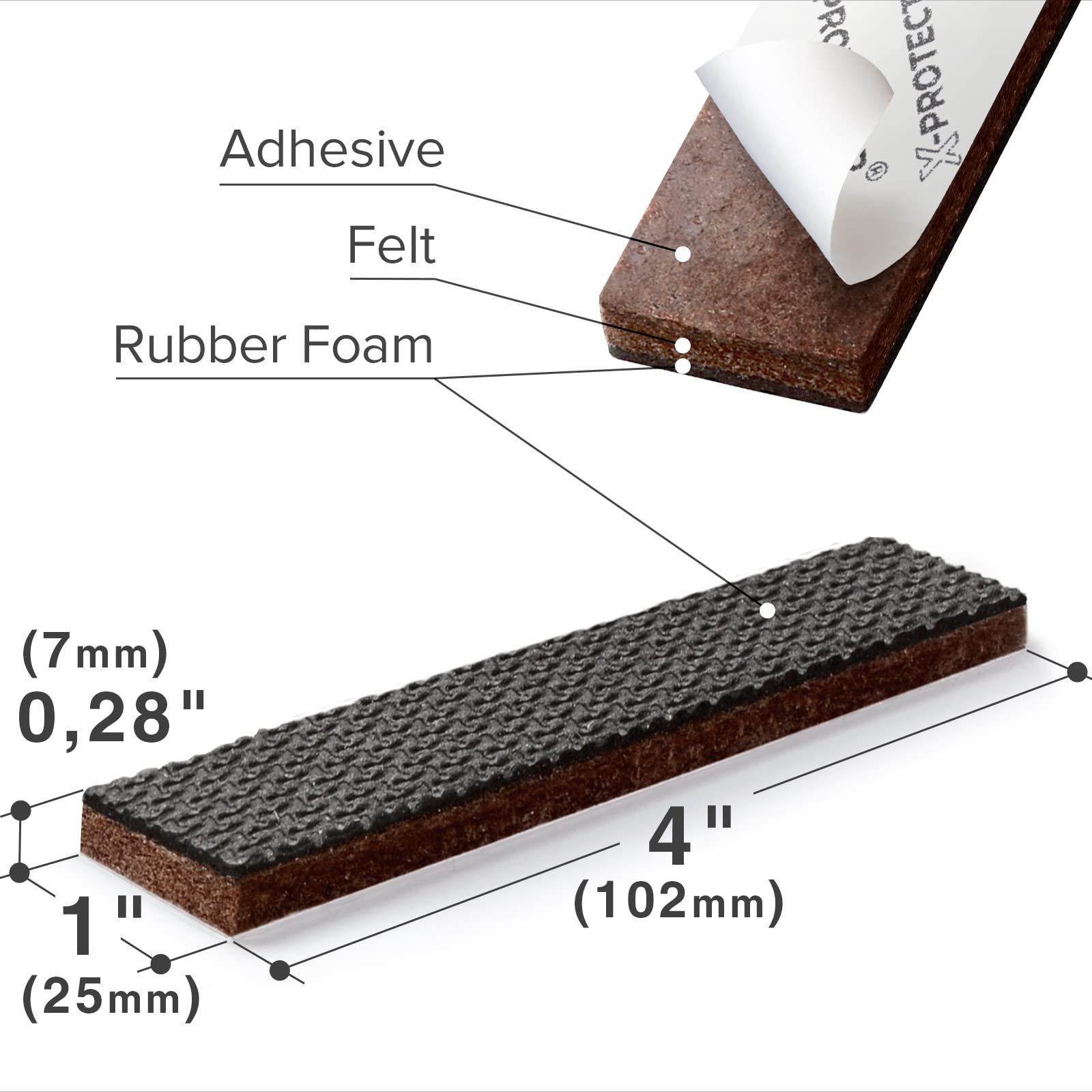 Non Slip Furniture Pads 8 PC 1”x 4” (8 Count)