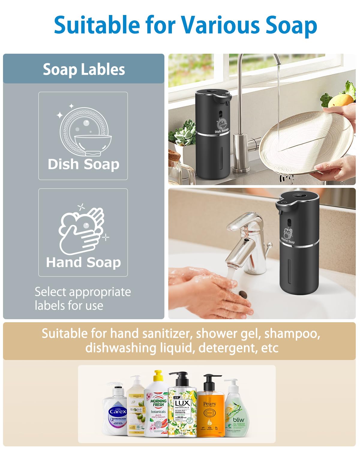 Automatic Liquid Soap Dispenser with 6 Levels Soap Adjustable