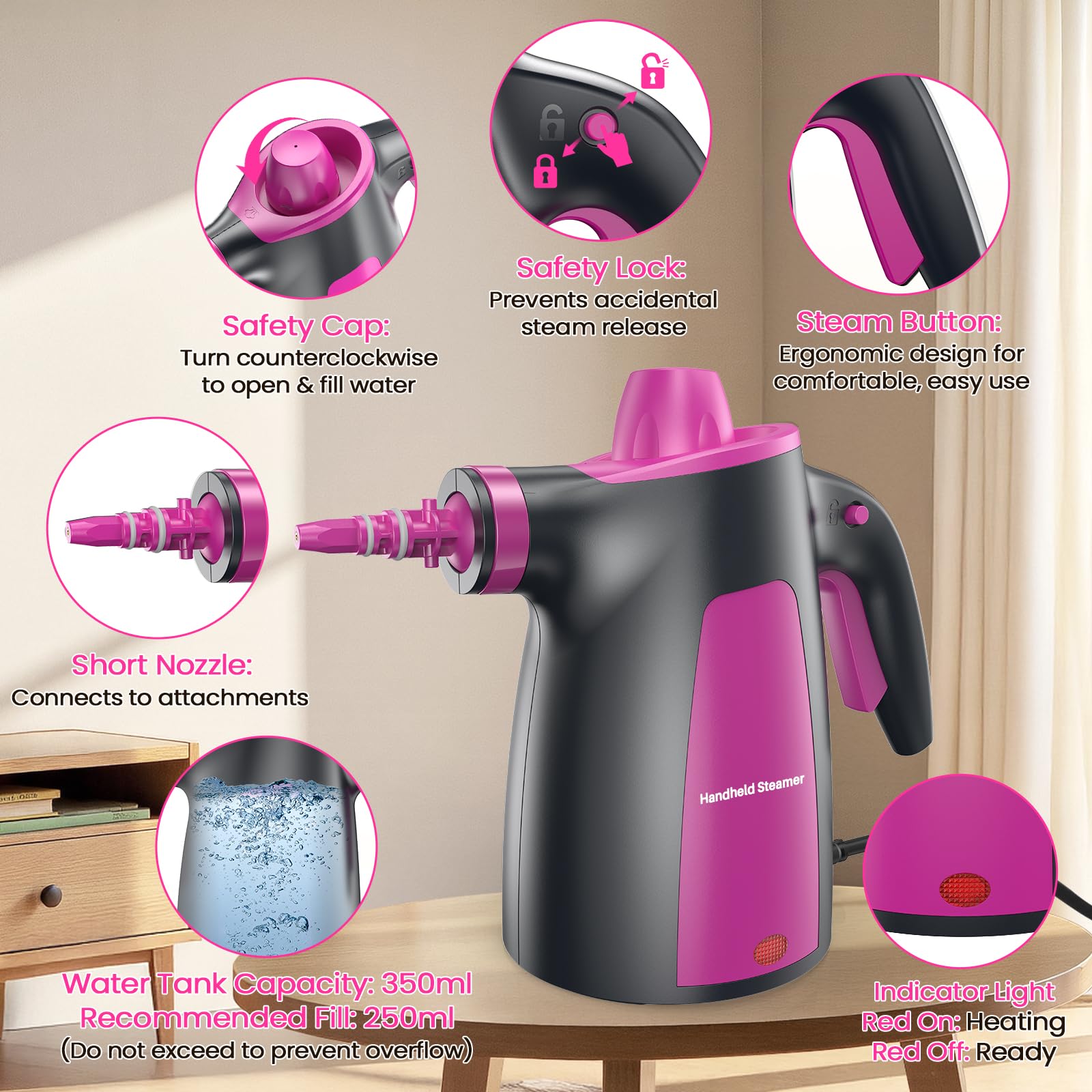 12Pcs Pressurized Handheld Steam Cleaner