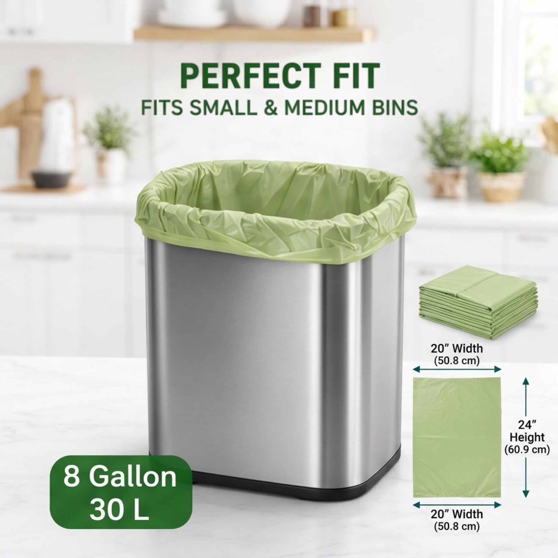 6 8 Gallon Compostable Trash Bags (100 Count)