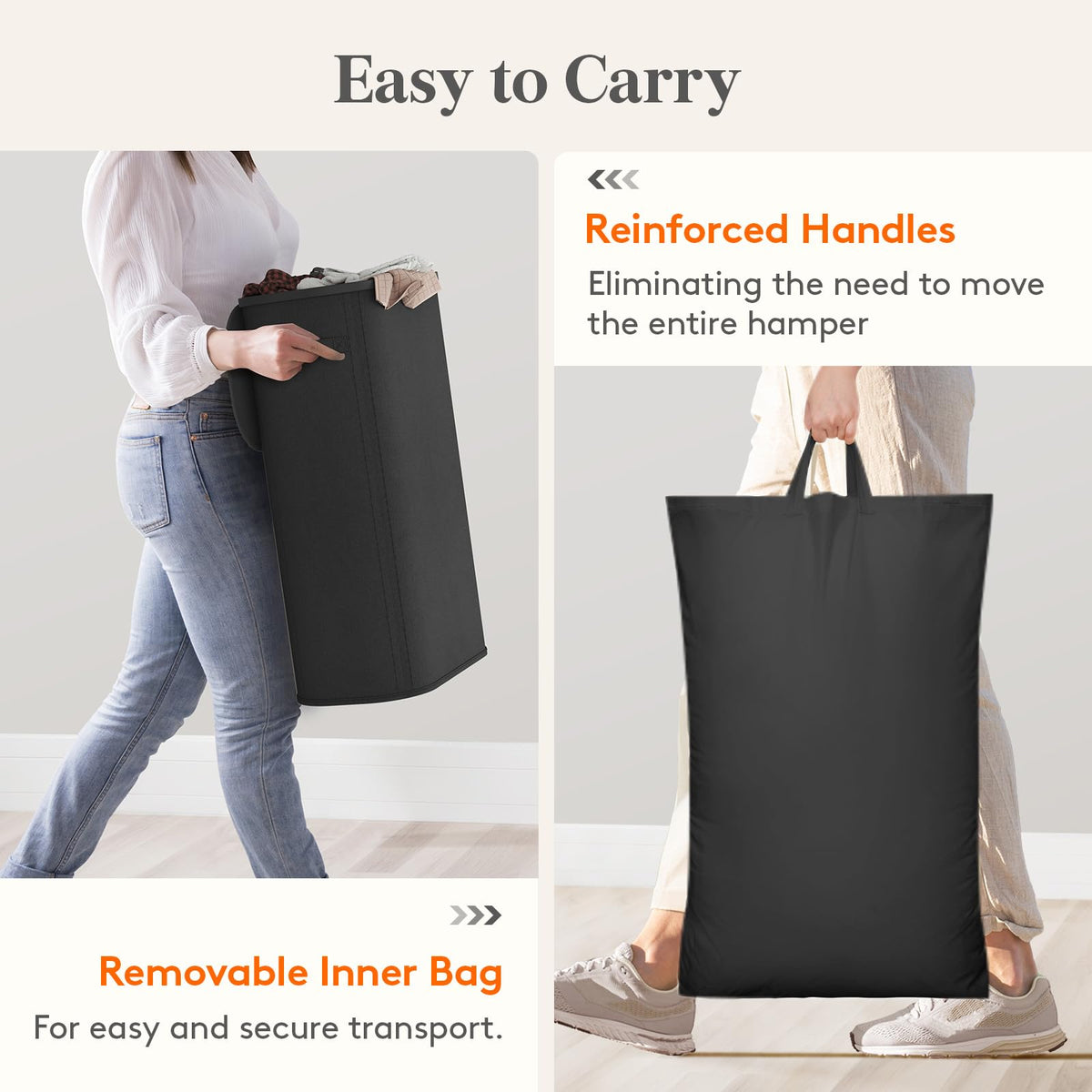 Slim Laundry Basket with Lid and Removable Bag