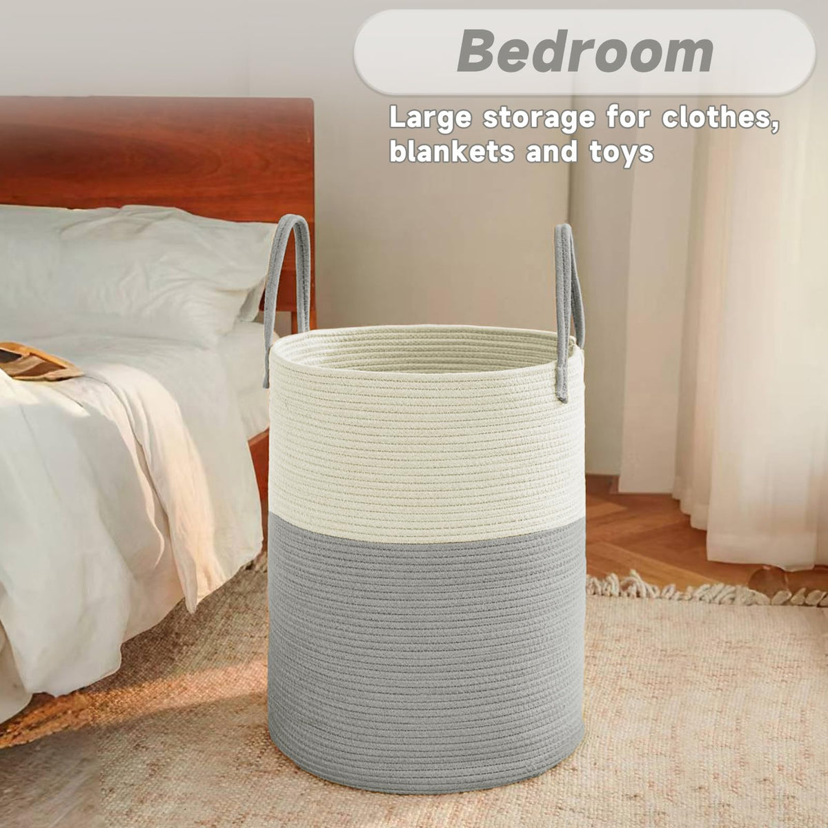 100L Cotton Rope Laundry Basket Hamper