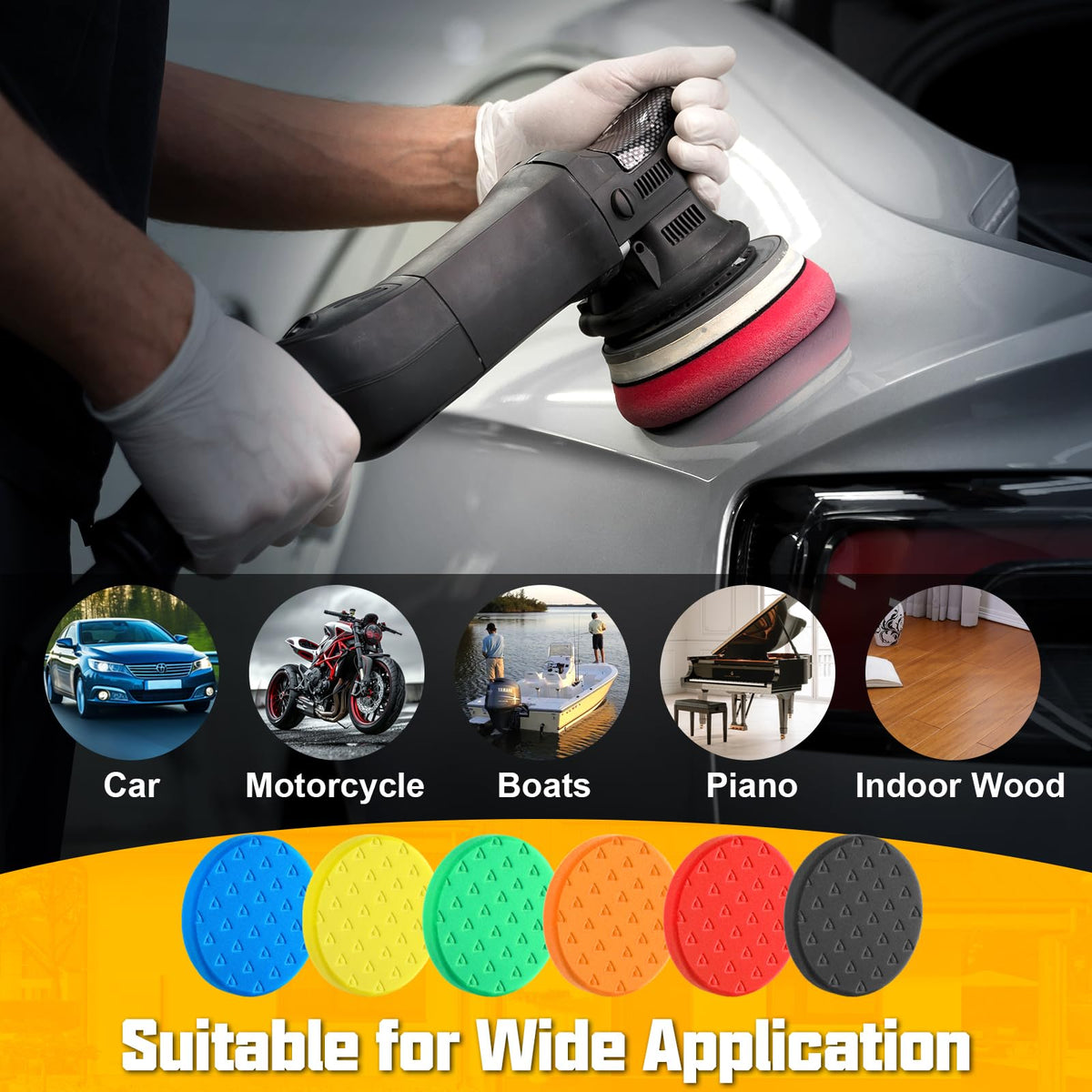 Polishing Pad 6.5 Inch 6 Pack Foam Buffing Pads for Car Detailing (6 Count)