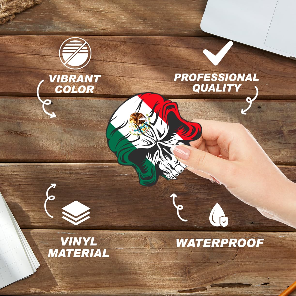 Patriotic Skull and Stickers Pack with USA Mexico Theme 20Pcs Vinyl Decals for Car Truck Motorcycle Laptop Helmet Water Bottle Bottles Bumper Bedroom Wall (20 Count)