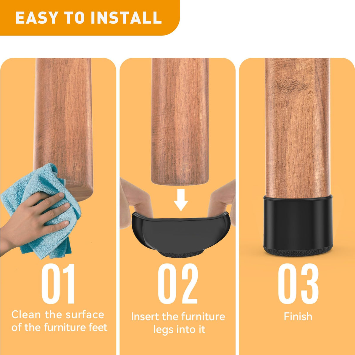 Chair Leg Protectors for Hardwood Floors (24 Count)