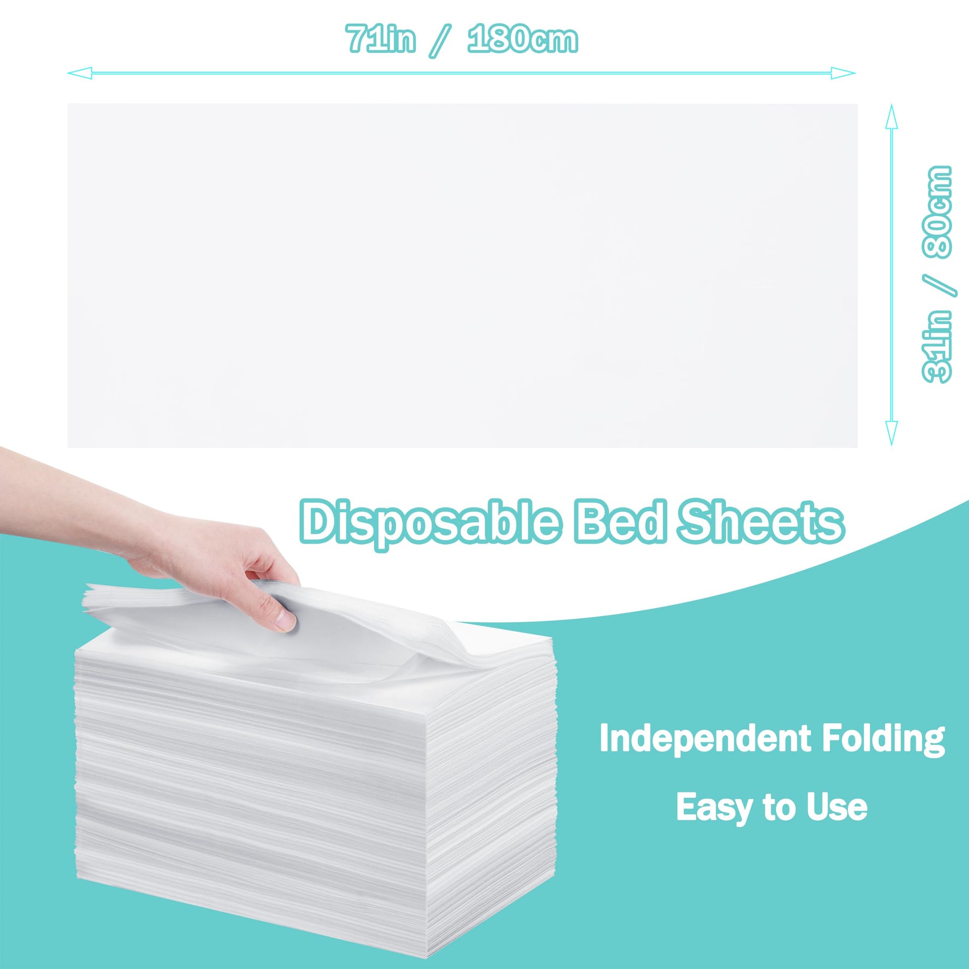 Disposable Bed Sheets for Massage Table 100 Pcs 31" x 71" Waterproof Massage Table Sheets Soft Non Woven Fabric SPA Massage Table Bed Cover Breathable for Beauty Tattoos Waxing Travel (100 Count)