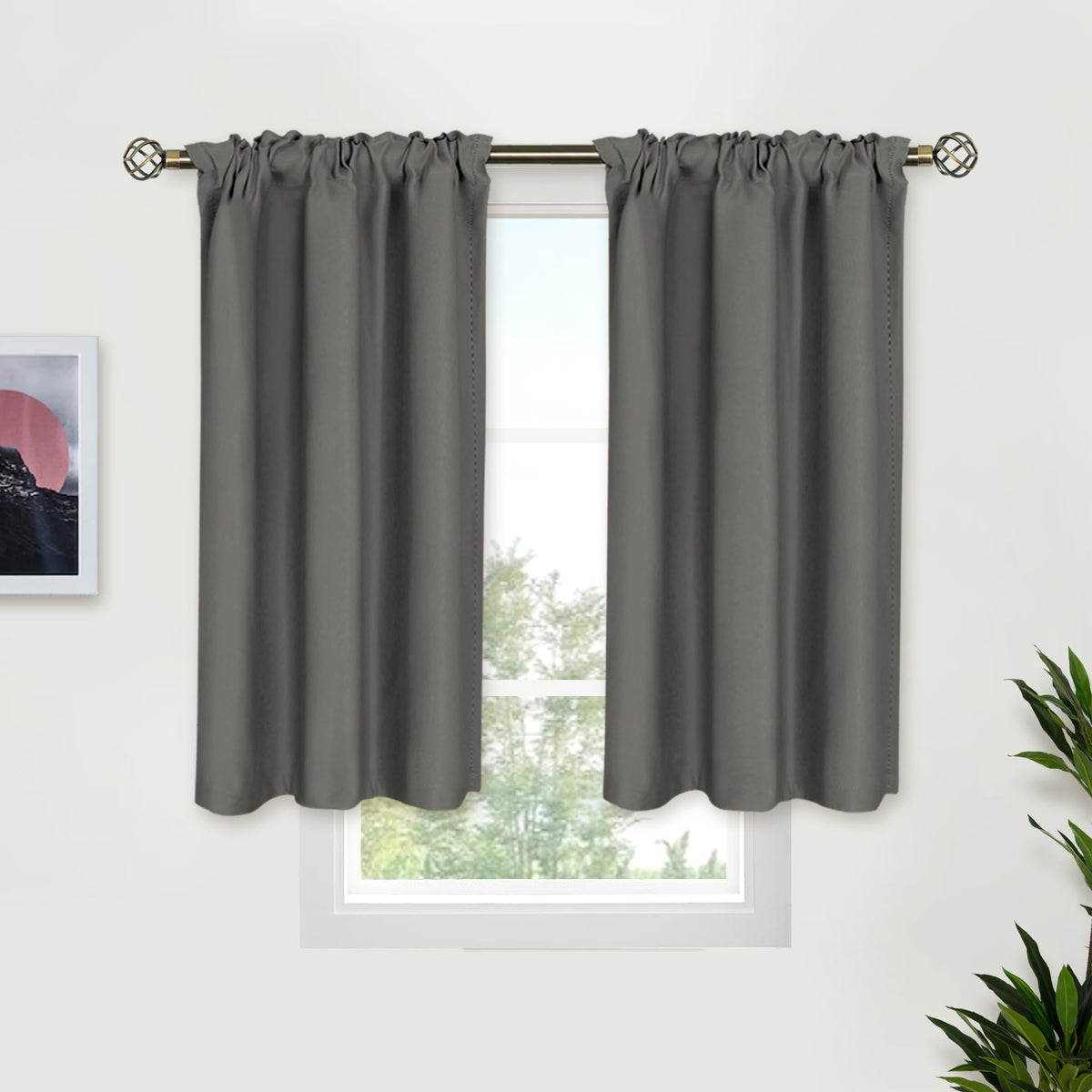Short Blackout Curtains 40 Inches Length for Bedroom (2 Count)