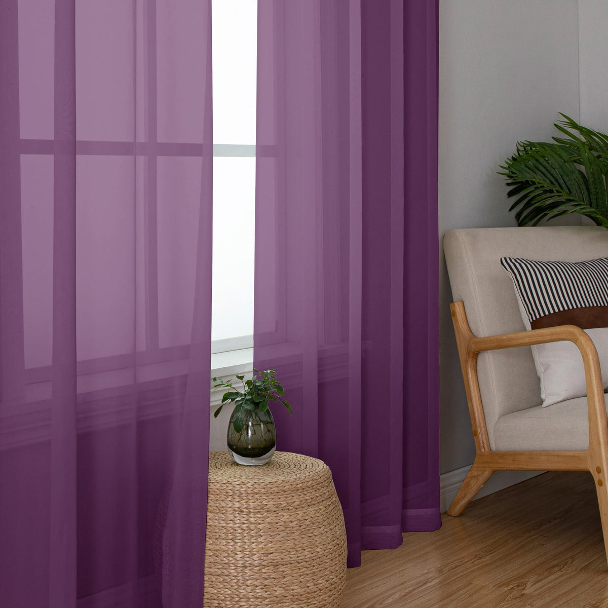 Sheer Curtains 63 Inch Length 2 Panels (2 Count)