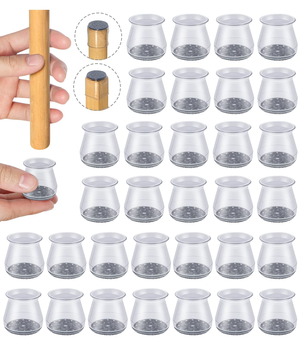 32 Pcs Chair Leg Floor Protectors for Hardwood Floors Silicone Small (32 Count)