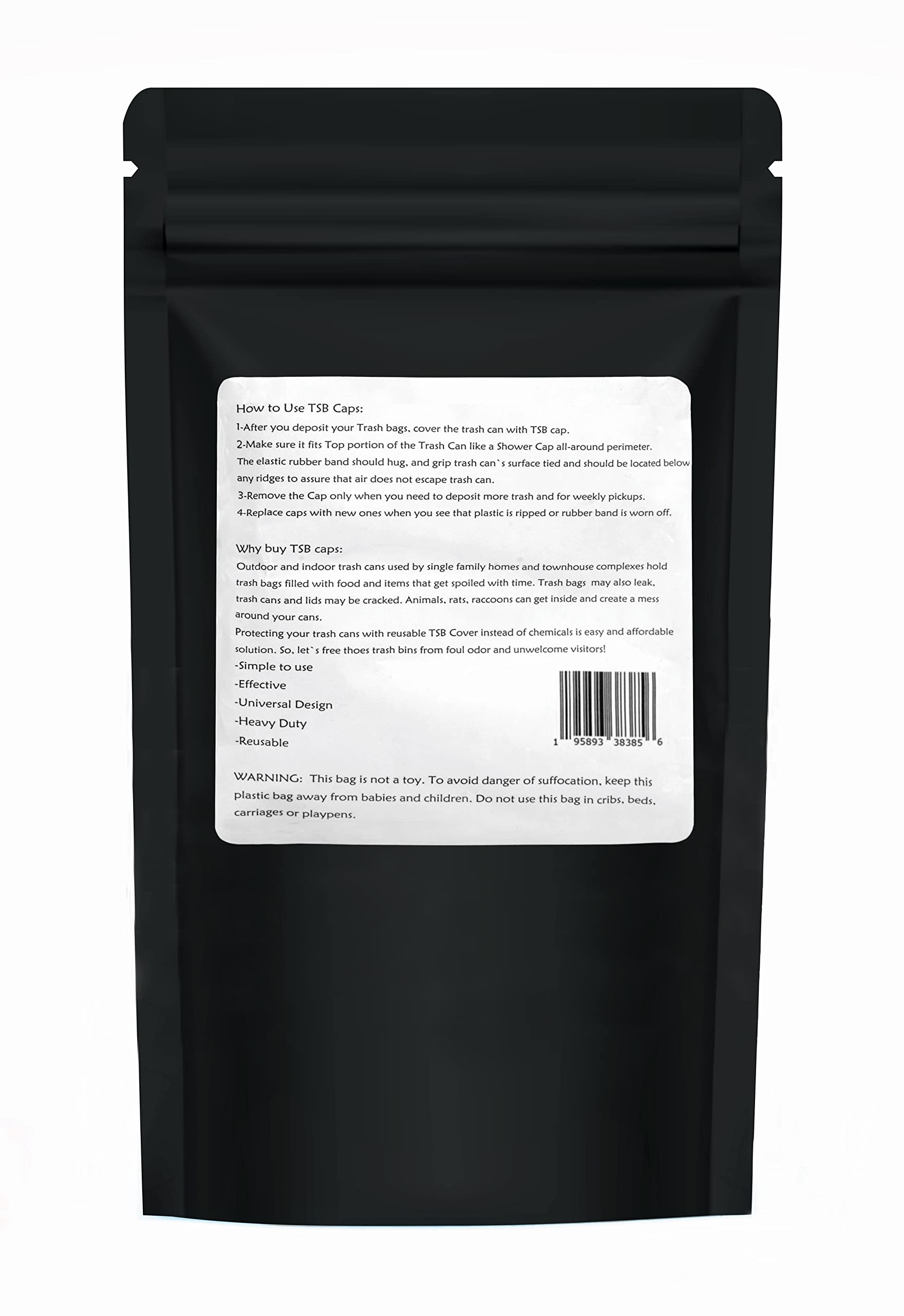 Trash Can Smell Eliminator Cover Odor Eliminating Bag Lemon Scented Durable Chemical Free 64 Gallon 3 Pack (3 Count)