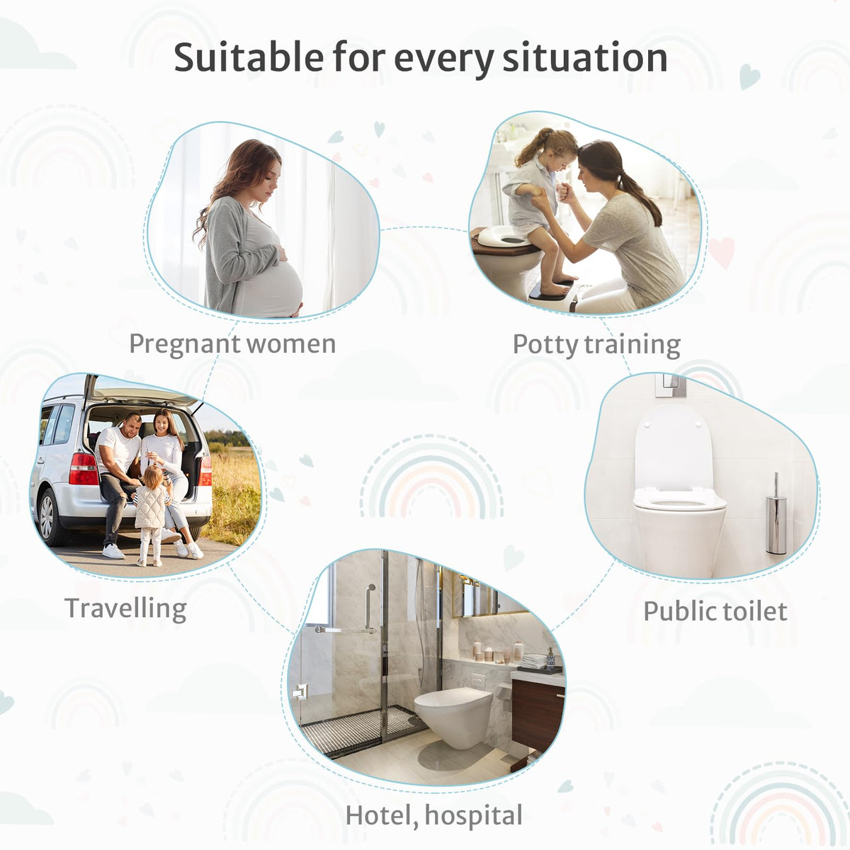 30 Pcs Toilet Seat Covers Disposable for Toddlers & Adults (30 Count)