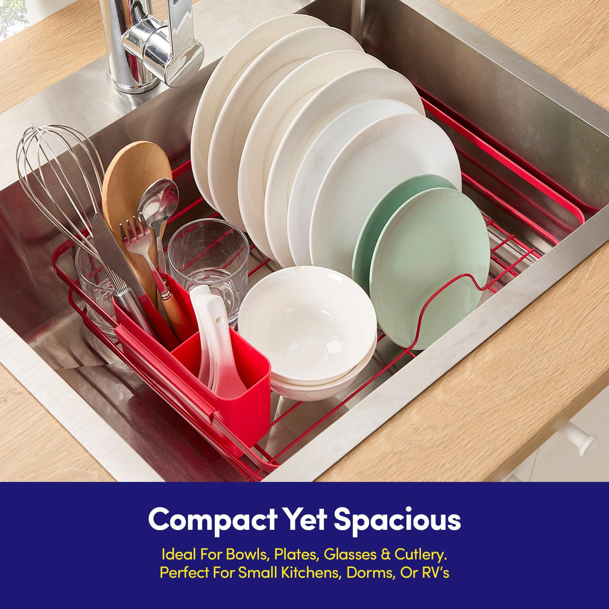 Dish Drying Rack 3 Piece Dish Drainer with Drainboard Set for Kitchen Counter
