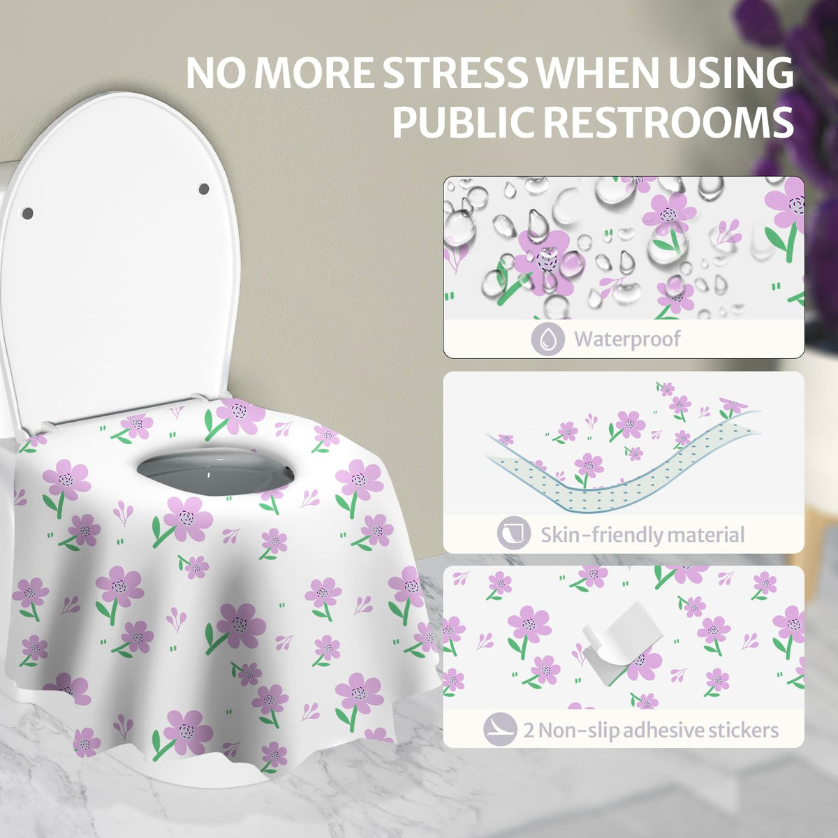 20 Pcs Toilet Seat Covers Disposable for Toddlers & Adults (20 Count)