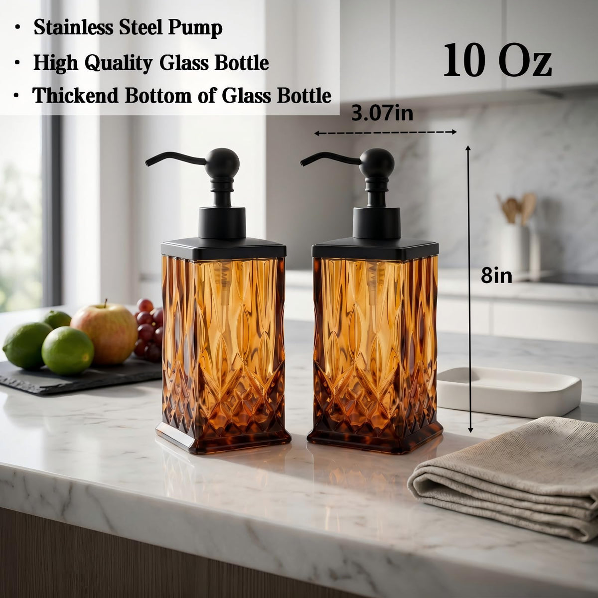 2 Pack 10Oz Amber Soap Dispenser (2 Count)