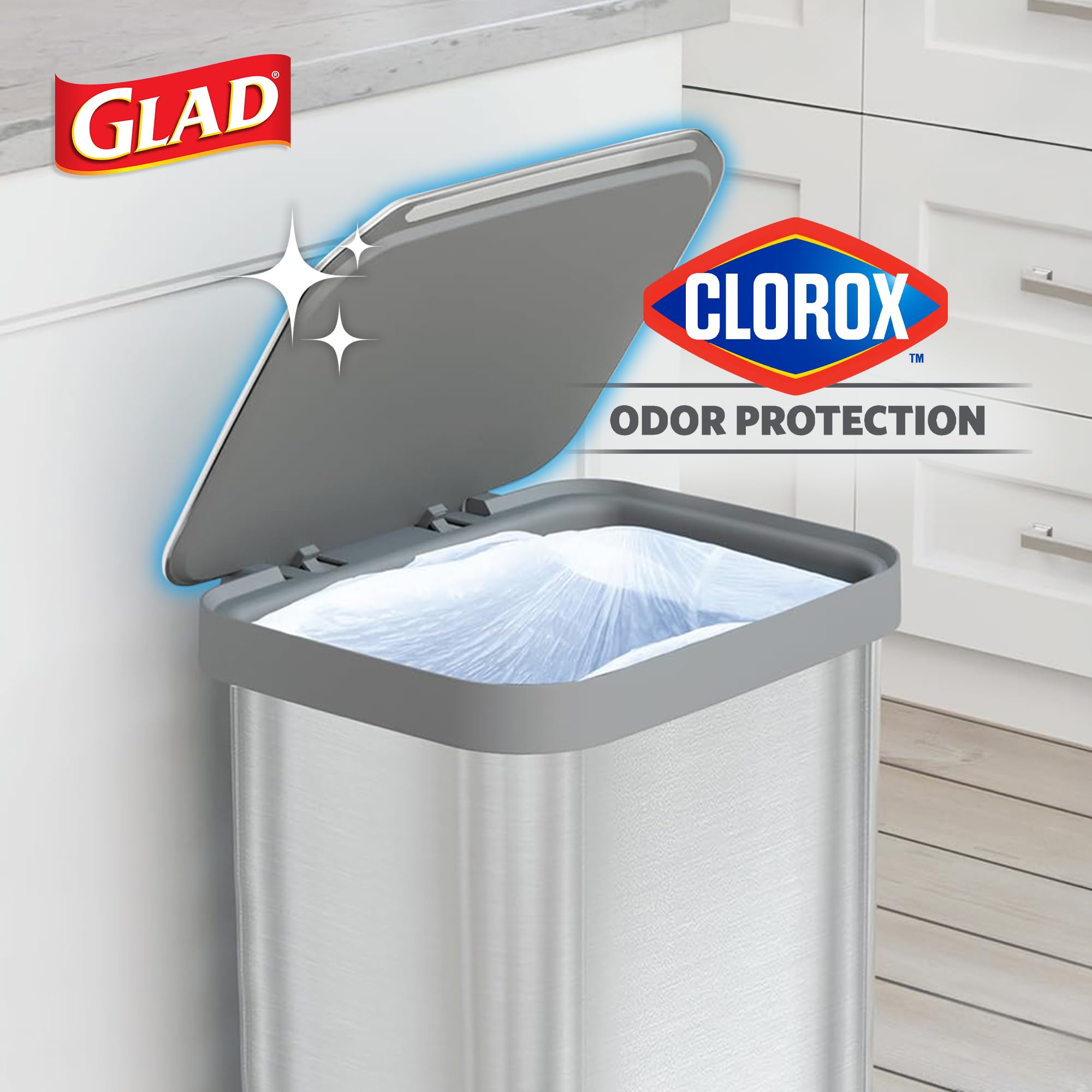 Stainless Steel Trash Can with Clorox Odor Protection