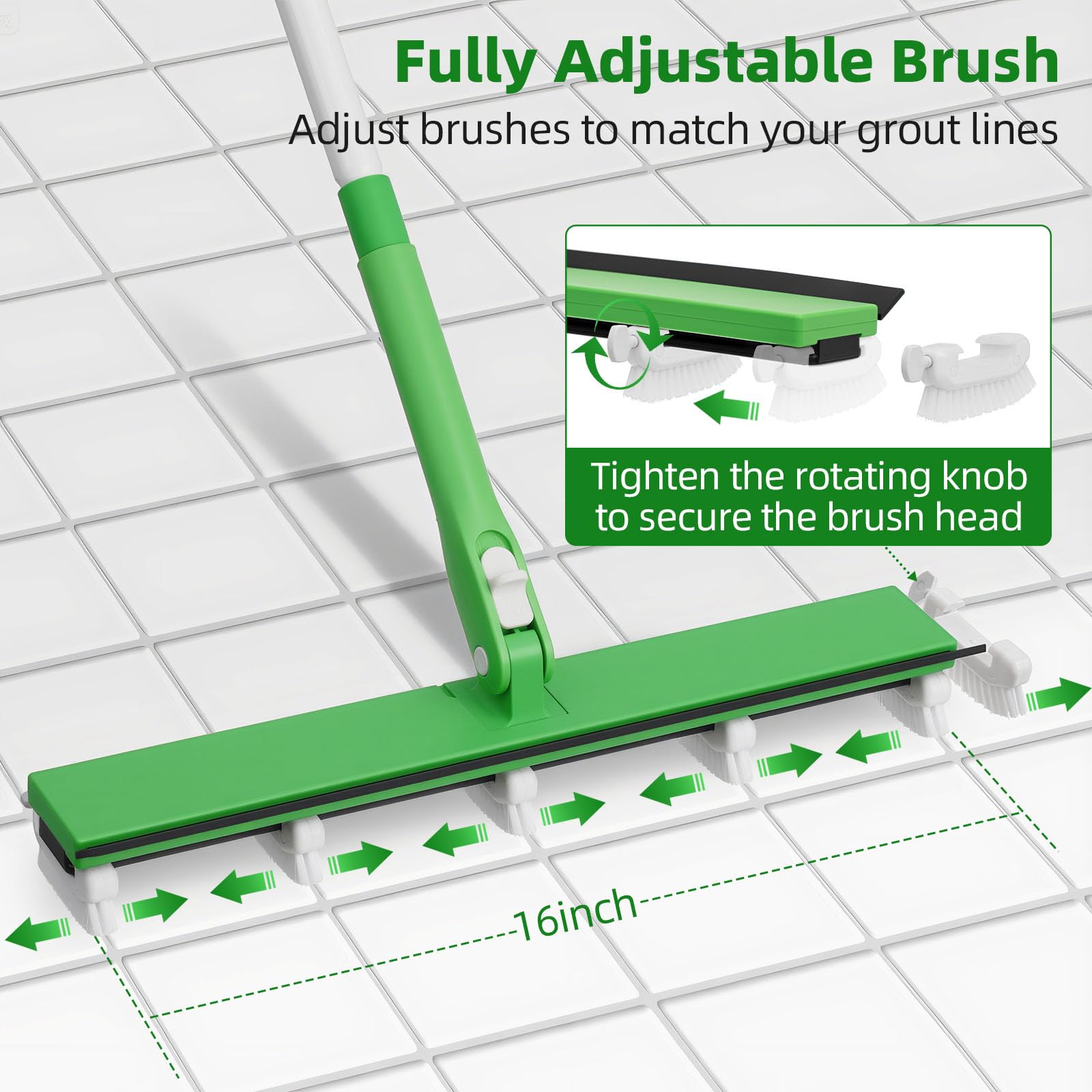 Grout Cleaner Brush with 66'' Long Handle Stiff Bristle Multi