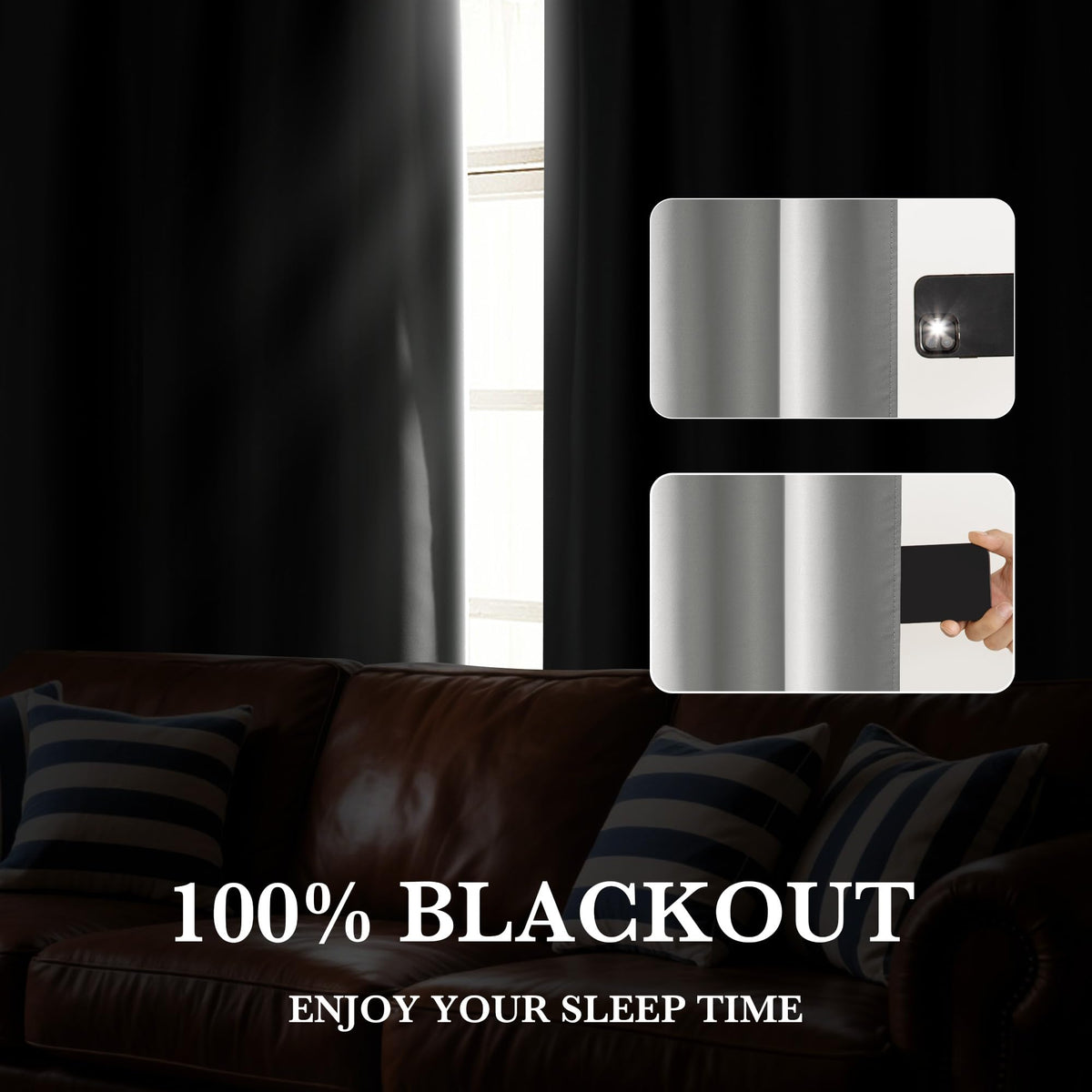 100% Blackout Short Curtains for Small Window (2 Count)