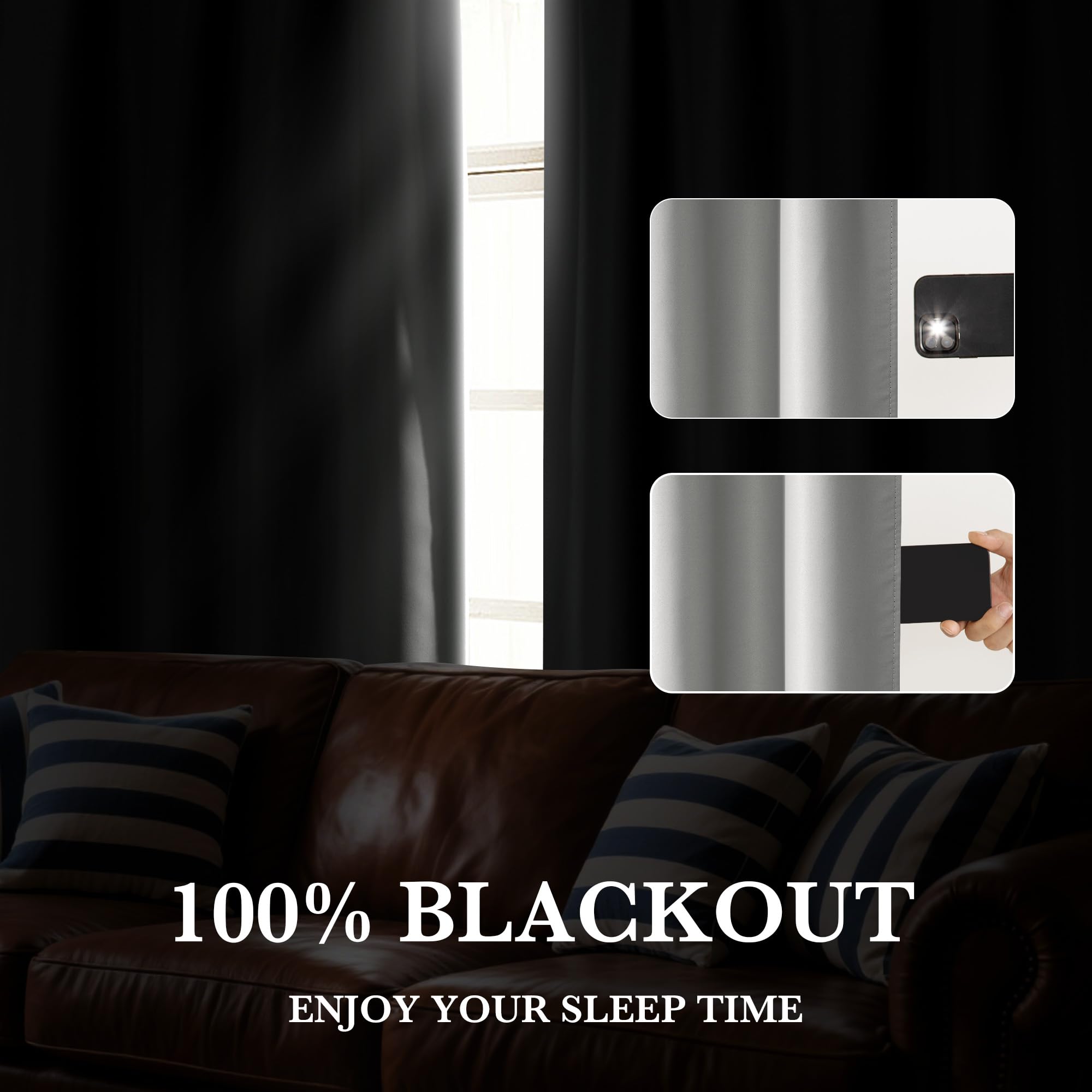 100% Blackout Short Curtains for Small Window (2 Count)