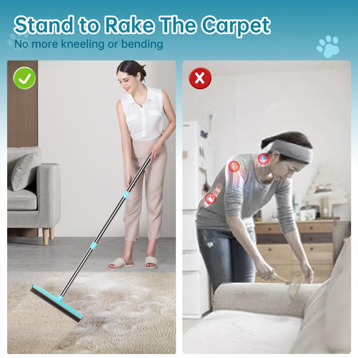 Carpet Rake 60" Long Handle (28 Ounce) - ModHome Supplies