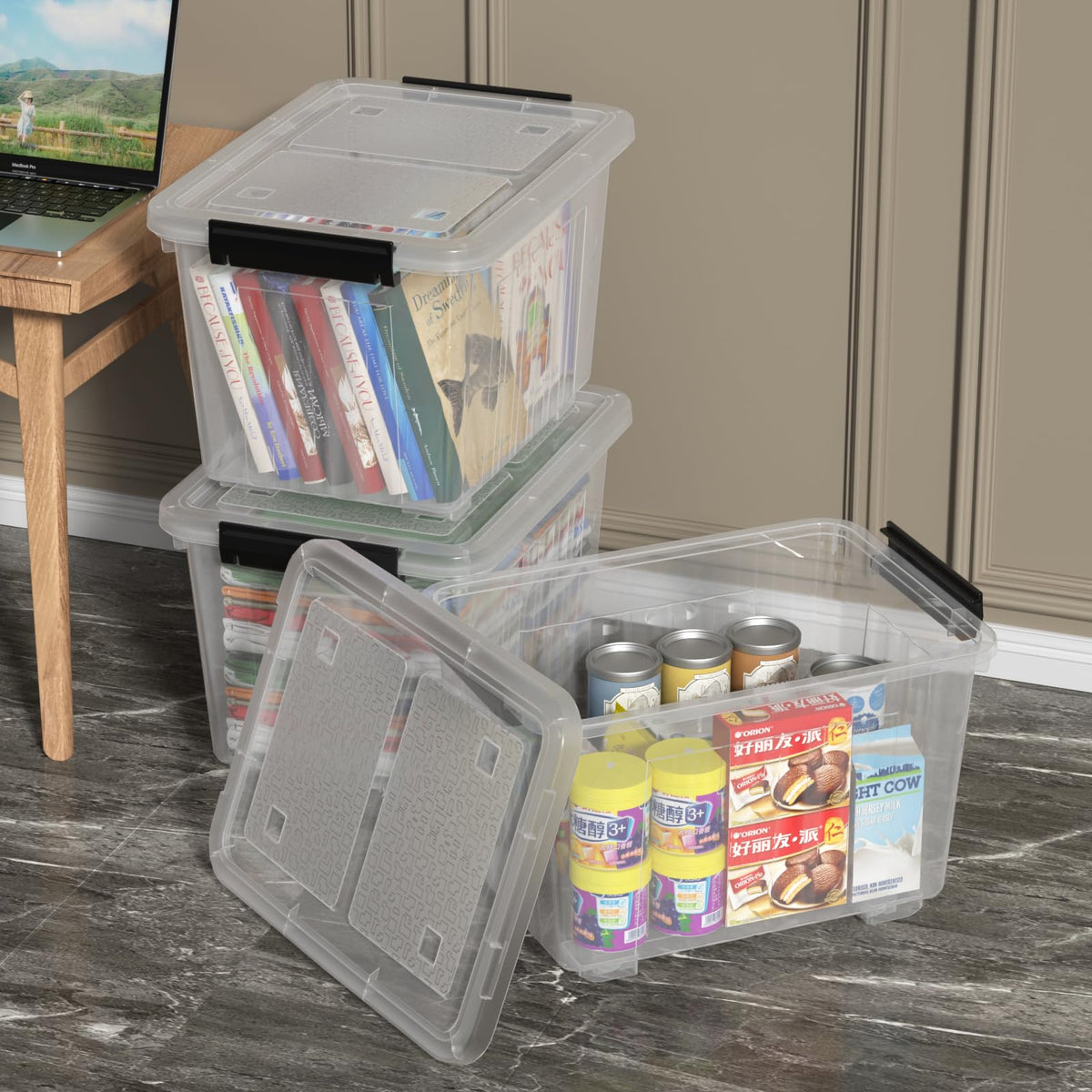 30 Qt Stackable Storage Bins with Lids (4 Count)