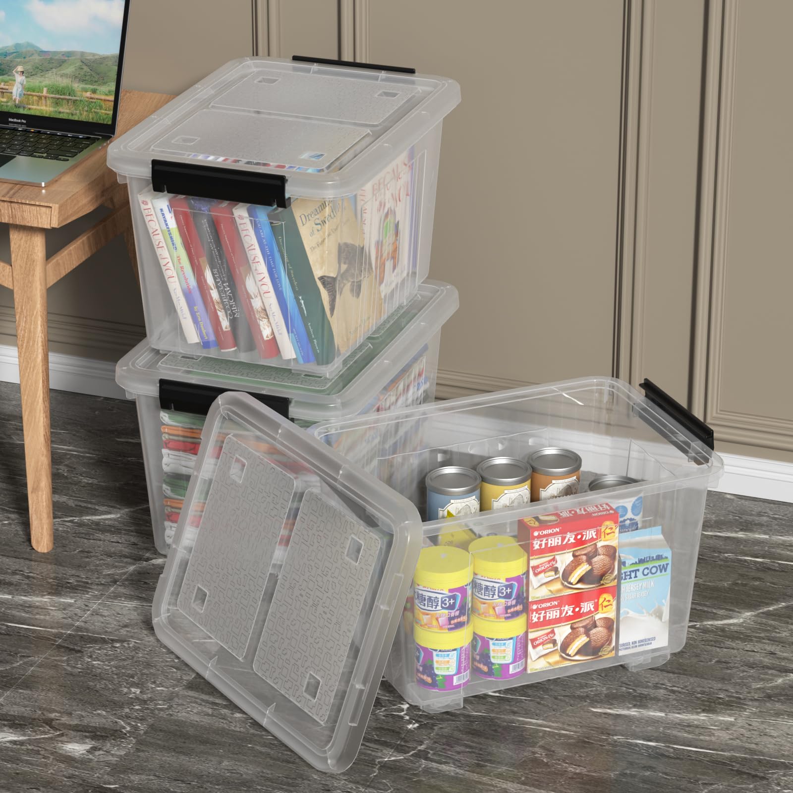 30 Qt Stackable Storage Bins with Lids (4 Count)