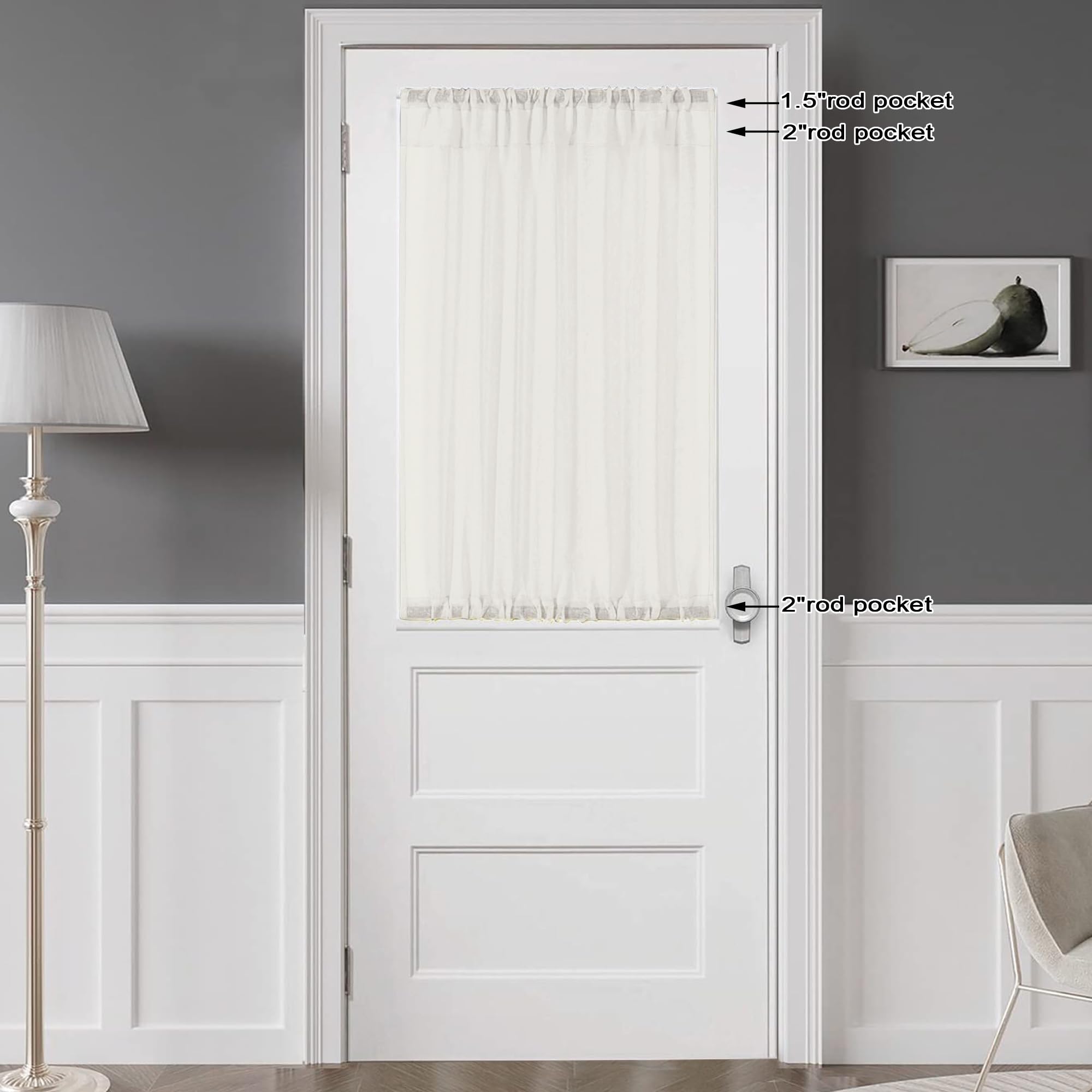 Ivory Sheer Curtains Tier 36 inch Length 2 Panels
