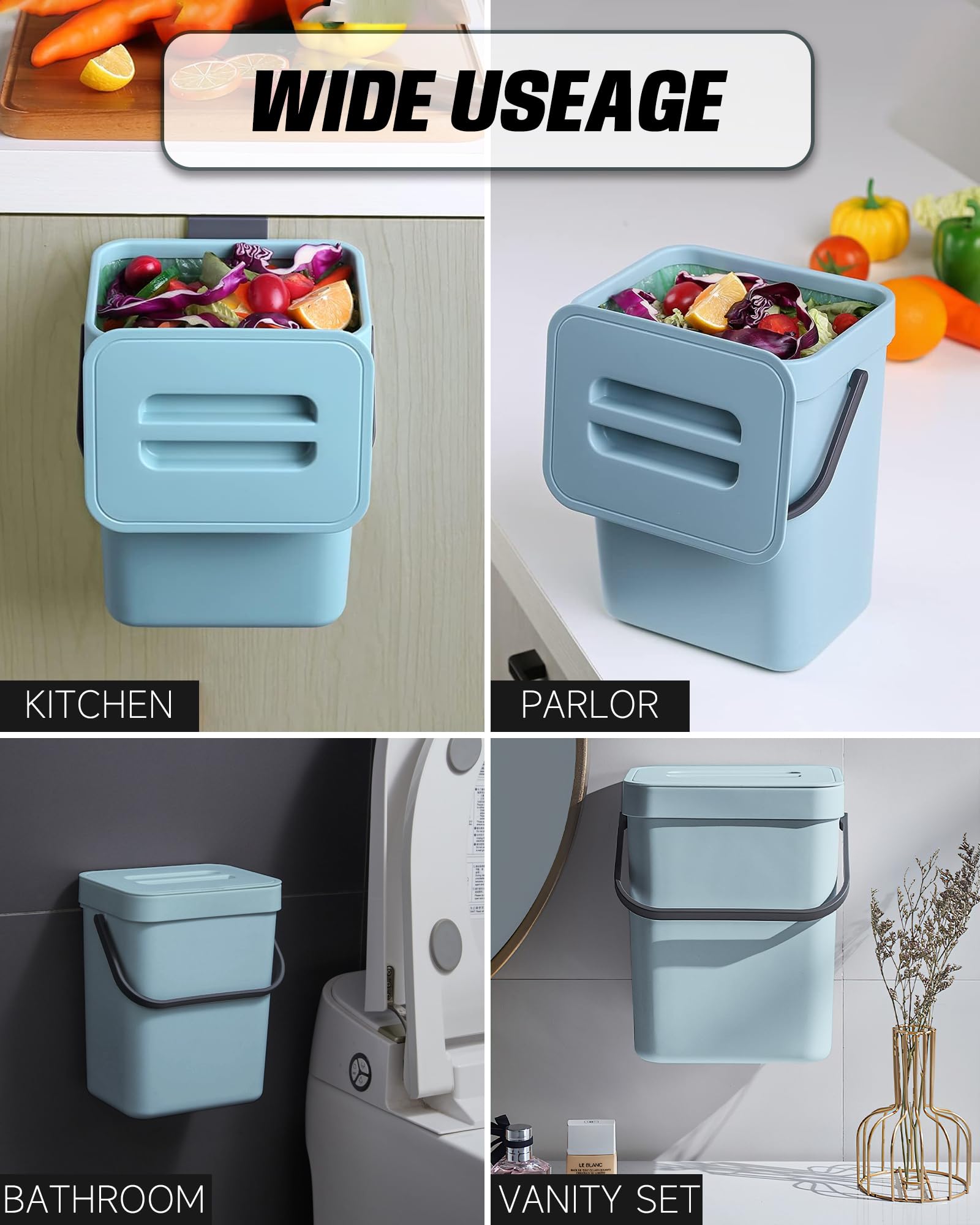 1.3 Gal Hanging Small Trash Can with Lid