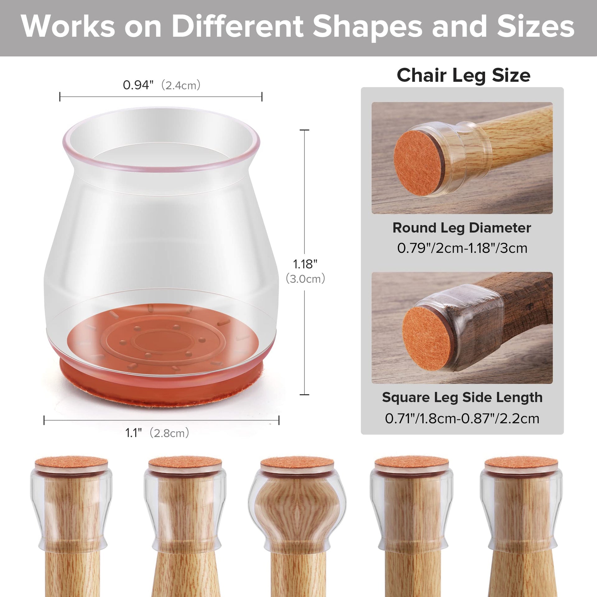 24PCS Upgraded Silicone Chair Leg Floor Protectors for Hardwood Floors (24 Count)
