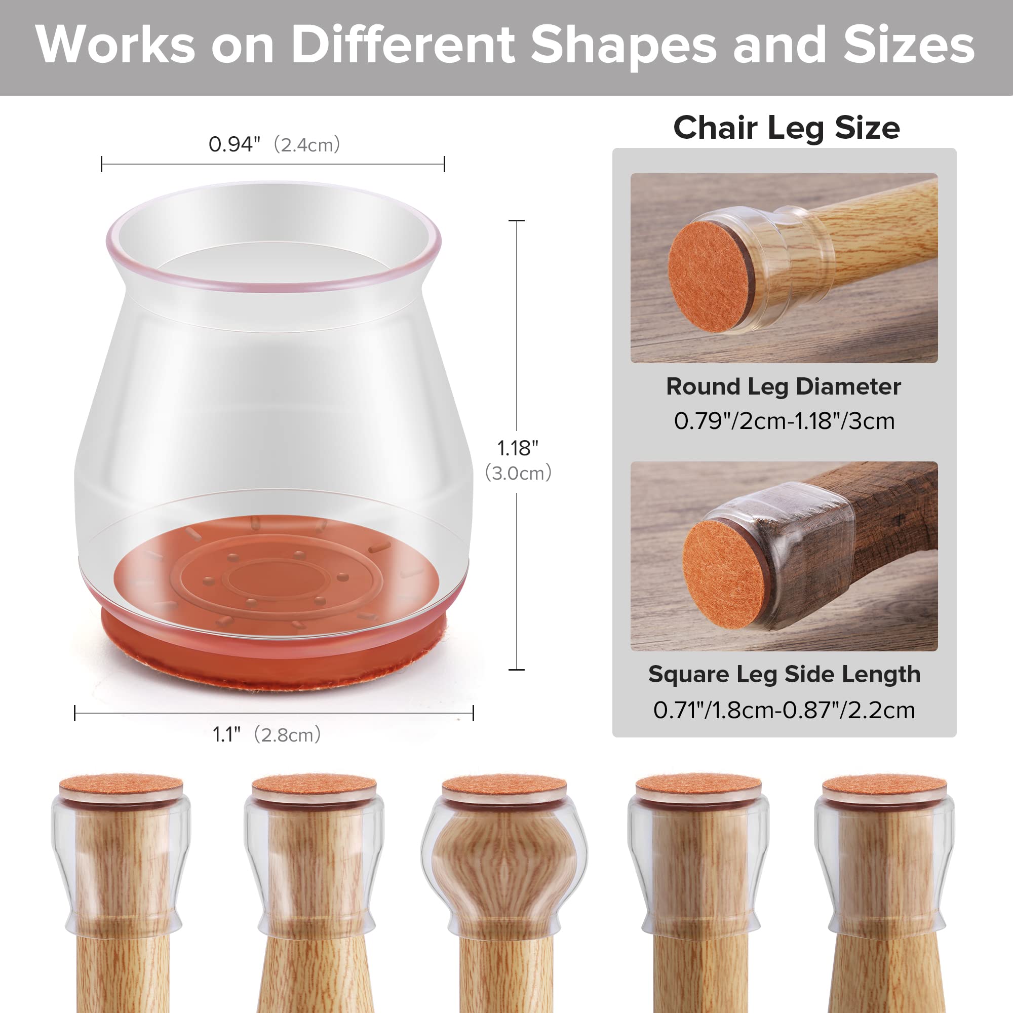 24PCS Upgraded Silicone Chair Leg Floor Protectors for Hardwood Floors (24 Count)