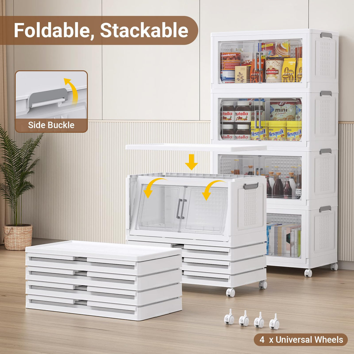 324 Qt Stackable Storage Bins Foldable Cabinet (3 Count)