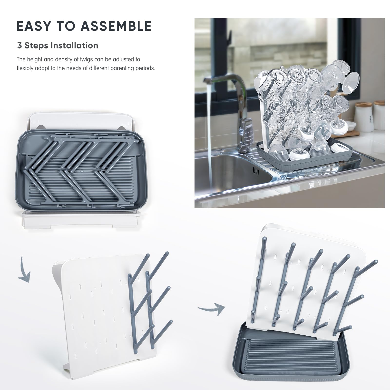 Baby Bottle Drying Rack：Large Vertical Space Saver for Countertop