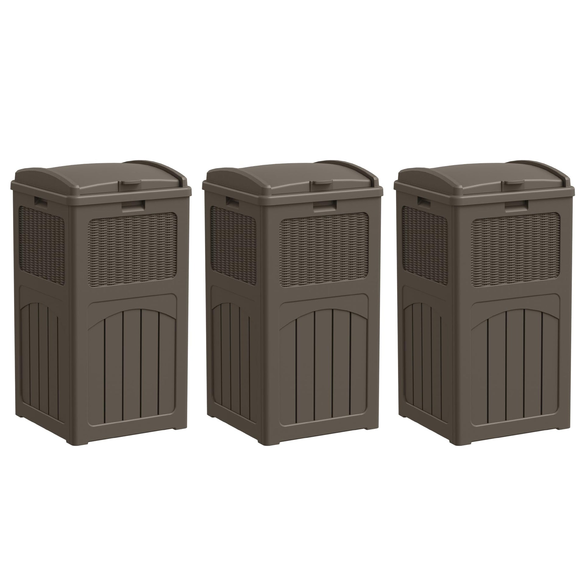 33 Gallon Outdoor Trash Can with Lid (3 Count)