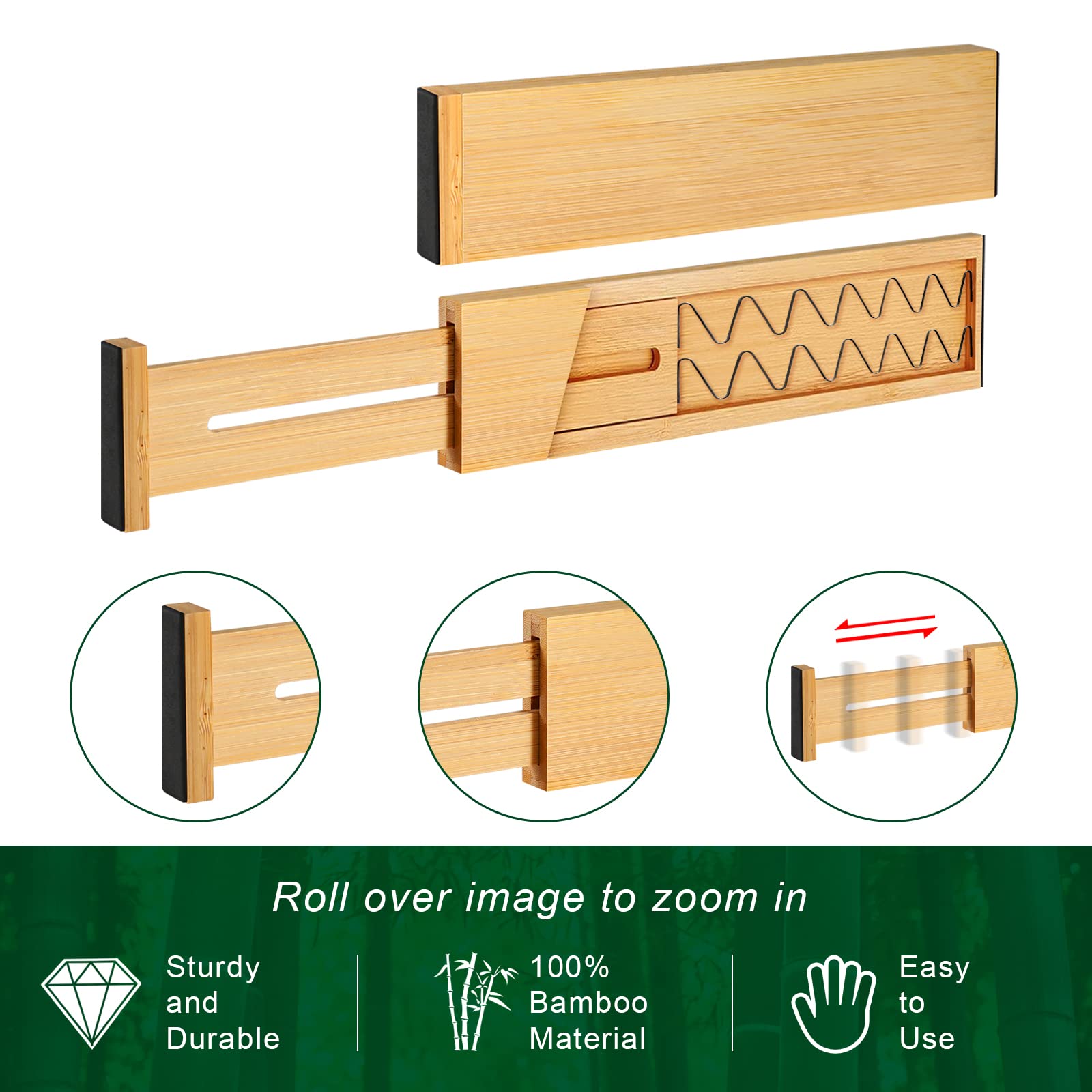 4 Pack Bamboo Drawer Dividers 2.6" High (4 Count)