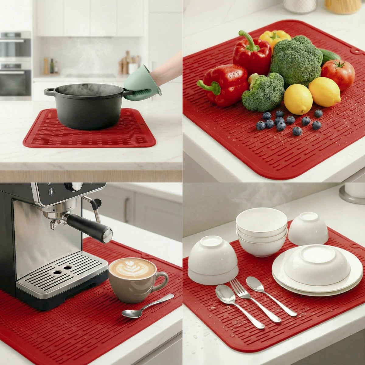 Silicone Dish Drying Mat for Multiple Usage
