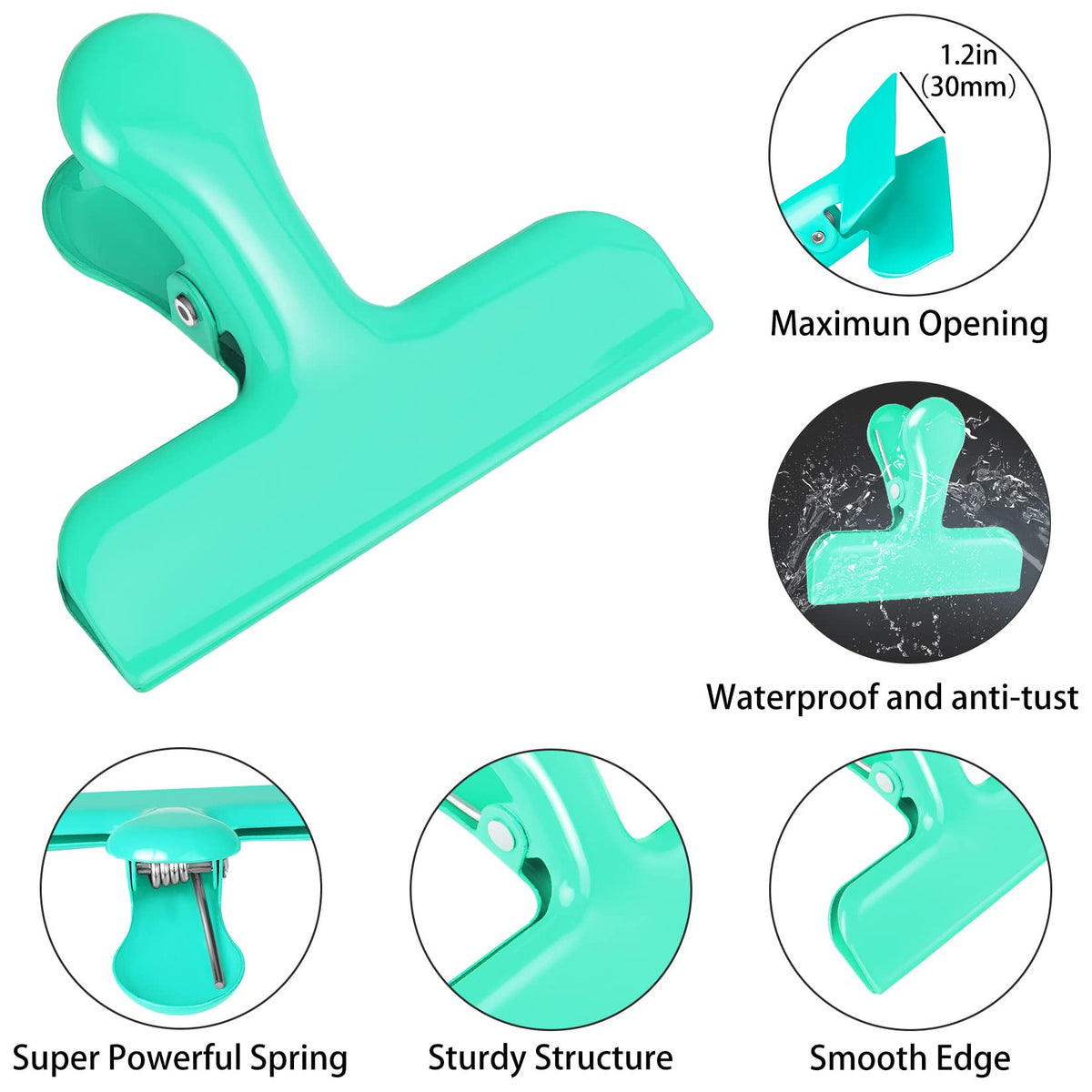 Chip Clip 8 Pack Green Bag Clips for Food Storage and Pantry Use (8 Count)