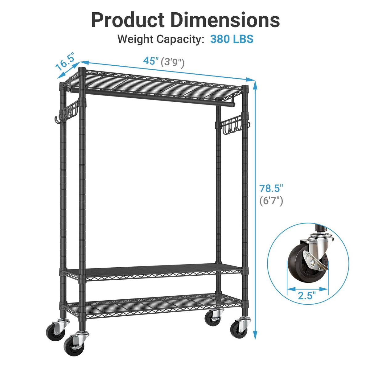R3C Portable Closet for Hanging Clothes Rolling Rack with Cover